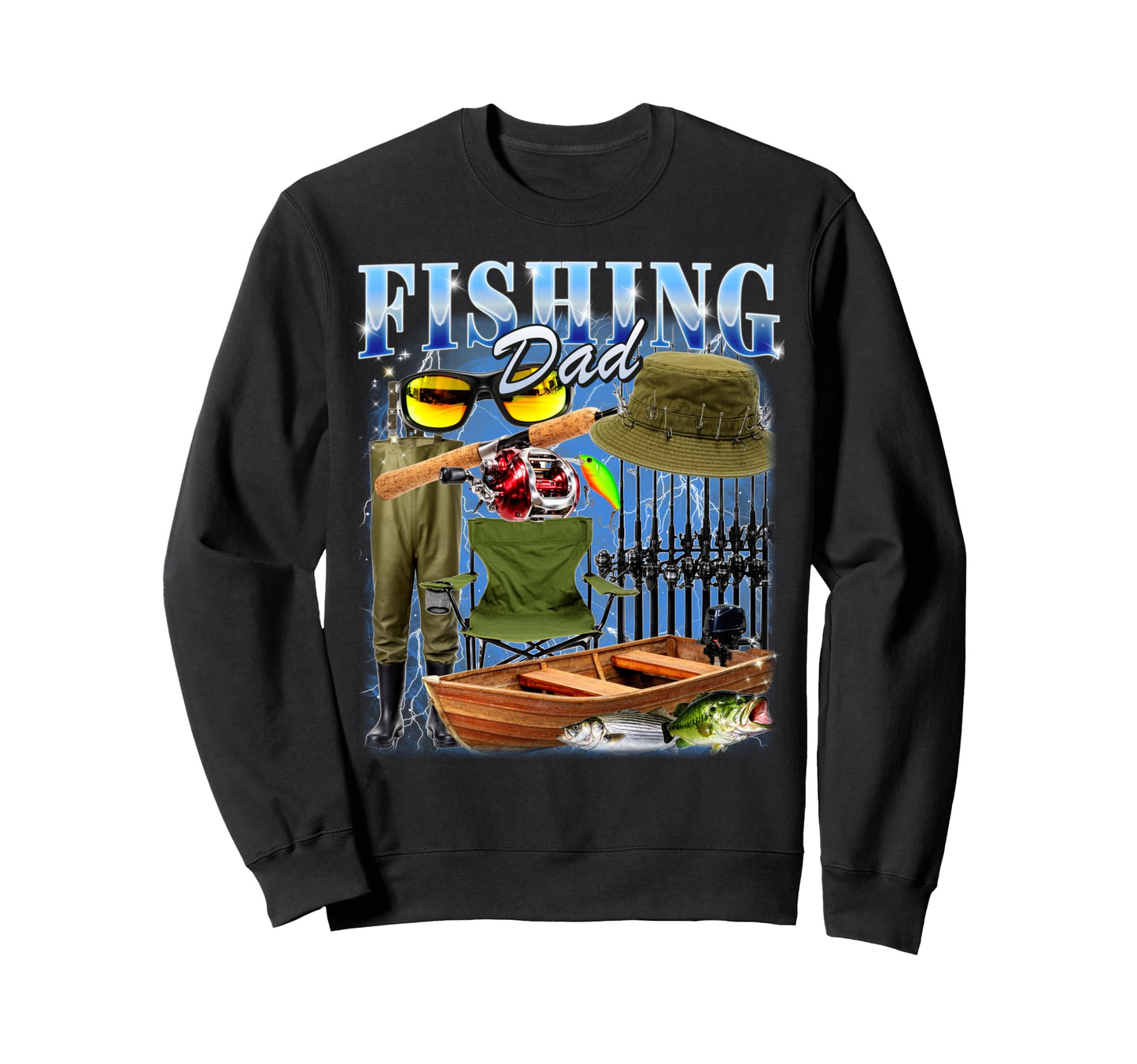 Fishing Dad Bootleg 90S Fisherman Sweatshirt - Custom Art Print Unisex - T-Shirt, Sweatshirt, Hoodie