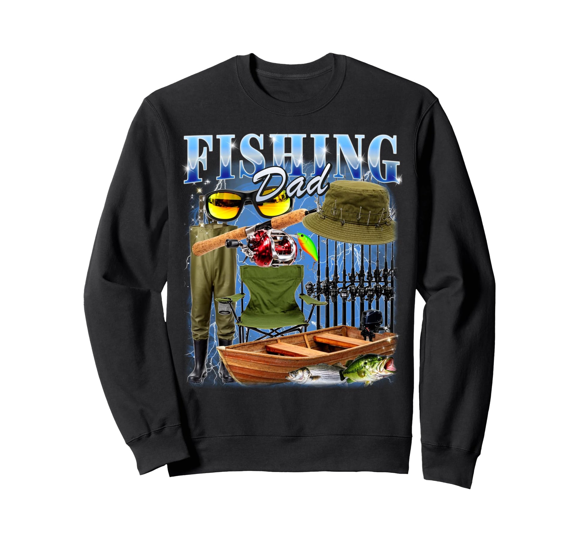 Fishing Dad Bootleg 90S Fisherman Sweatshirt - Custom Art Print Unisex - T-Shirt, Sweatshirt, Hoodie