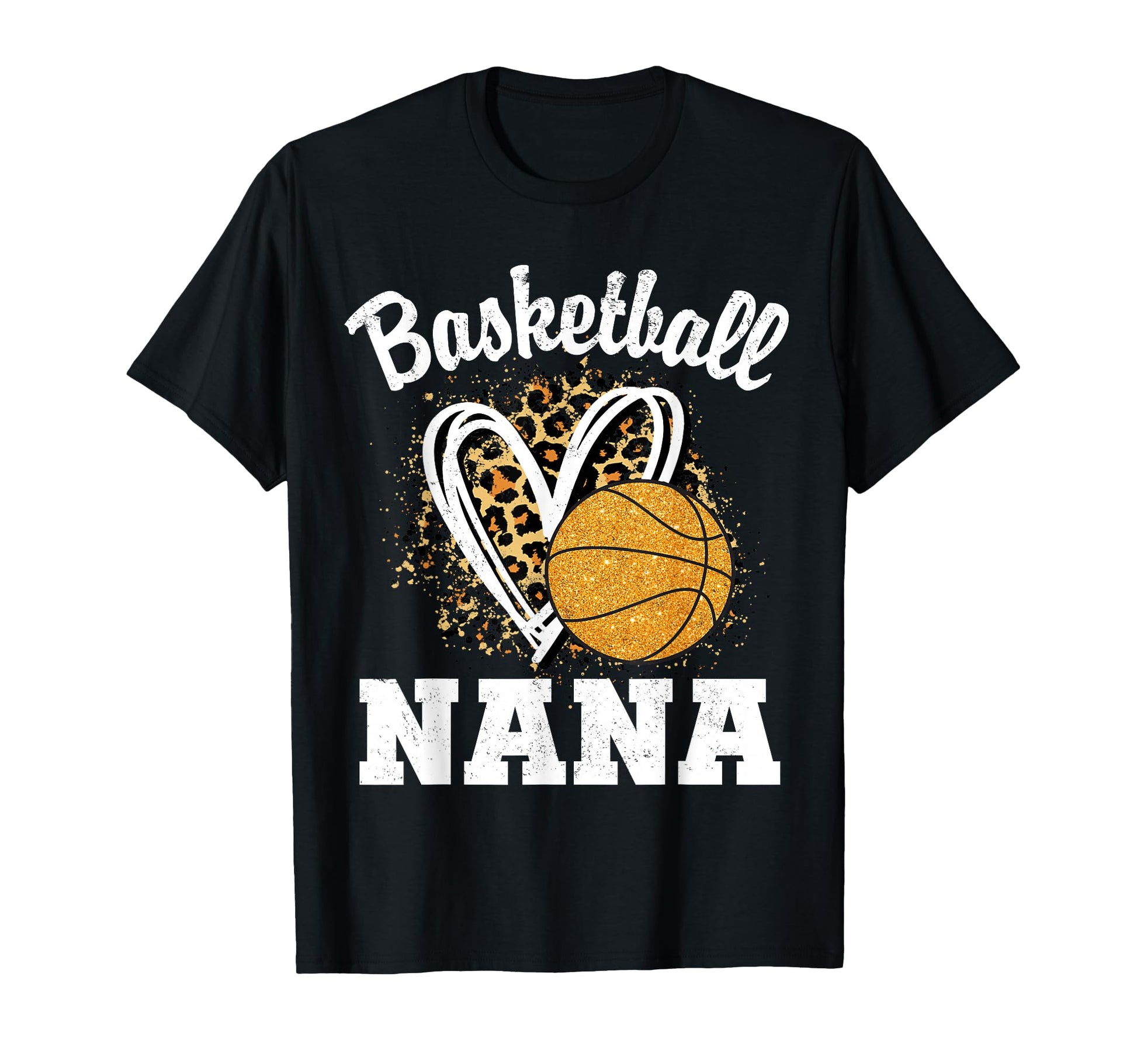Basketball Nana Leopard Heart T-Shirt - Custom Art Print for Adults - T-Shirt, Sweatshirt, Hoodie