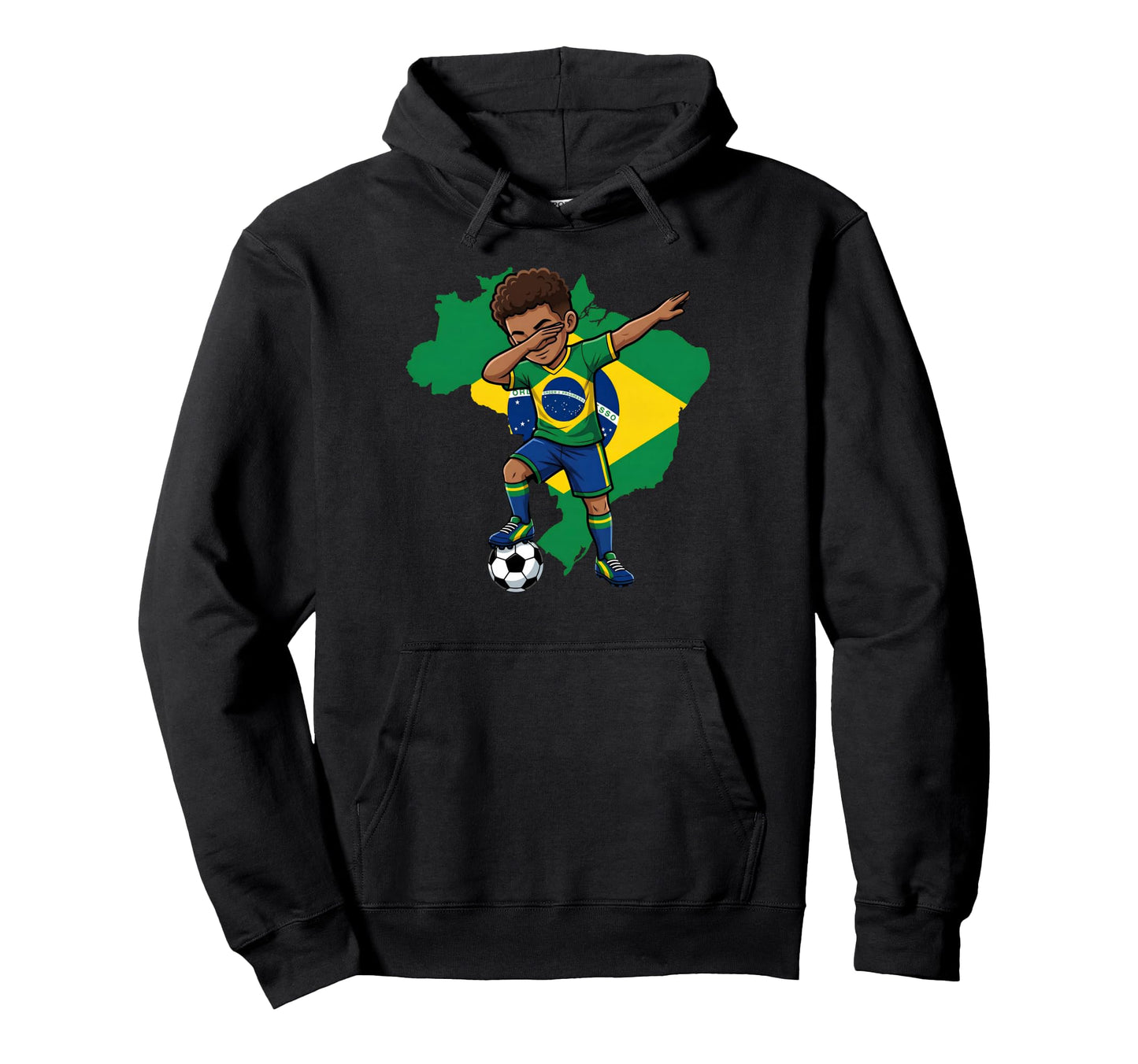 Brazil Soccer Dab Flag Football Hoodie - Casual Everyday Wear Unisex - T-Shirt, Sweatshirt, Hoodie