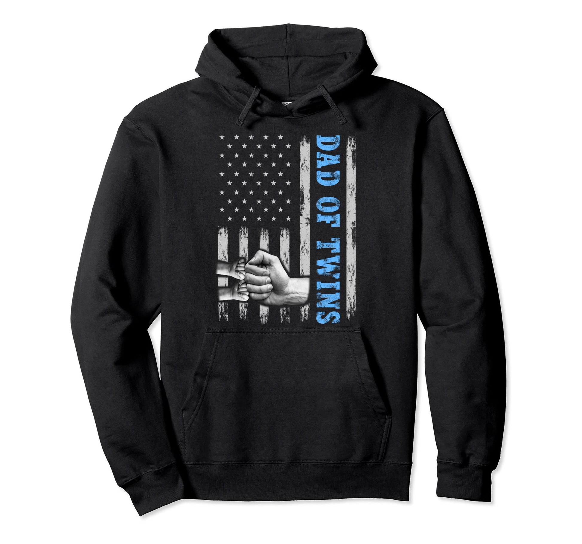 Twin Dad Dad Twins American Flag Hoodie - Fun Novelty Design Men Women - T-Shirt, Sweatshirt, Hoodie