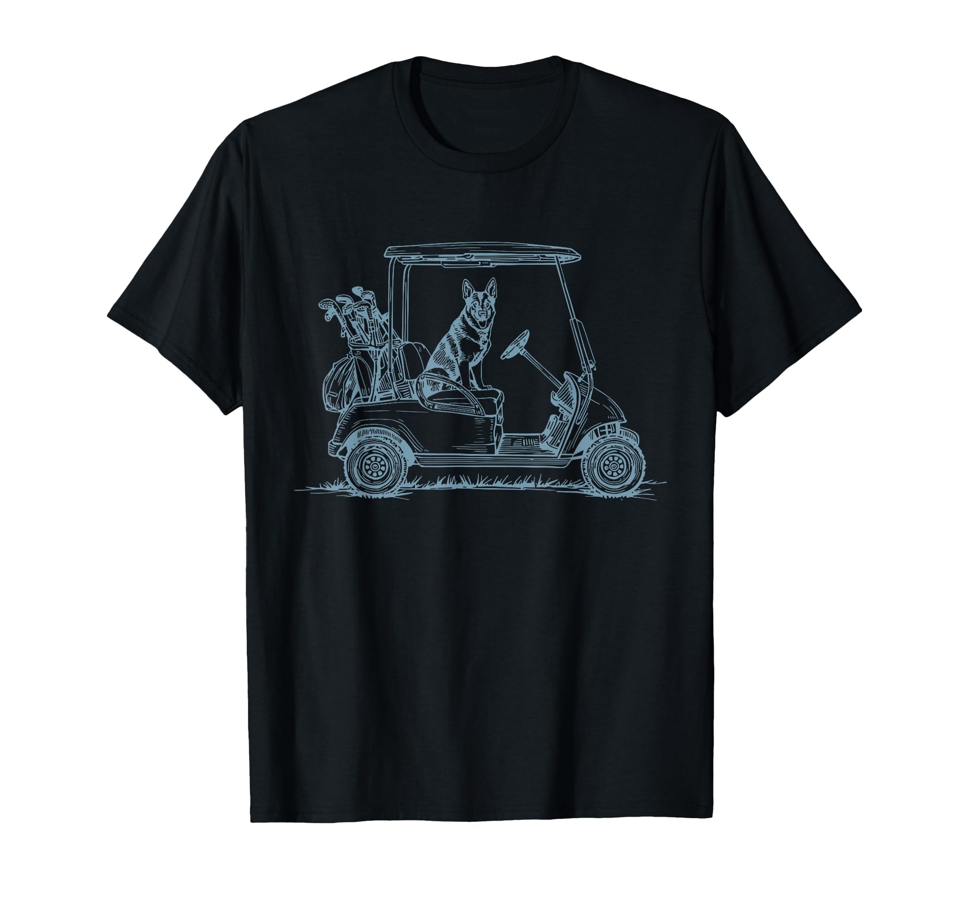 German Shepherd Dad Golf Car Golfing T-Shirt - Unique Graphic Unisex - T-Shirt, Sweatshirt, Hoodie