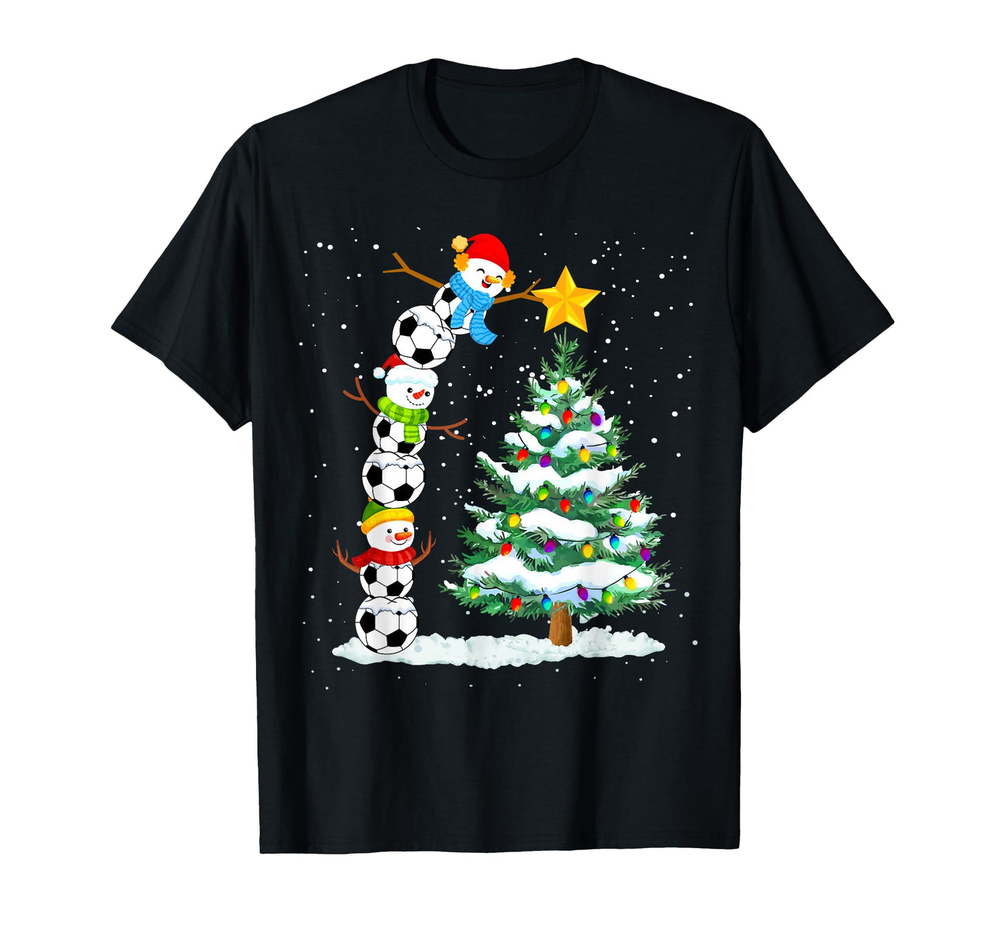Funny Soccer Snowman Topper Tree T-Shirt - Aesthetic Graphic Unisex - T-Shirt, Sweatshirt, Hoodie