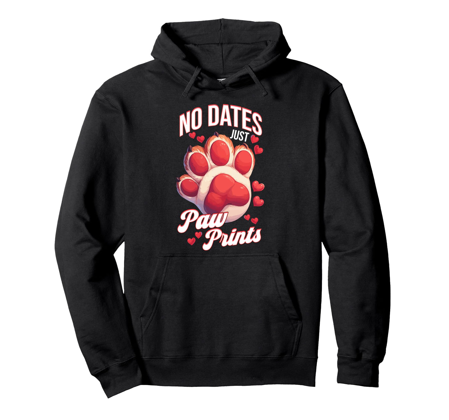 Pet Valentines Pawprint Single Dog Mom Cat Hoodie - Unique Graphic Unisex - T-Shirt, Sweatshirt, Hoodie