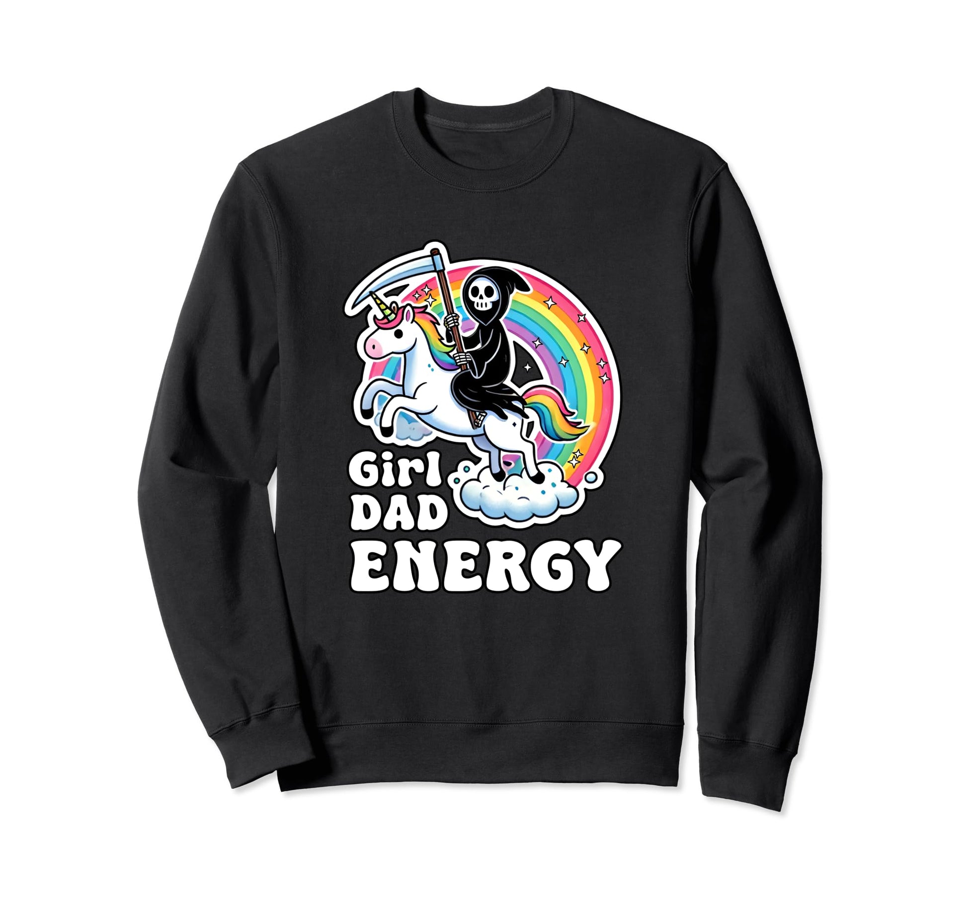 Funny Dad Energy Unicorn Grim Reaper Sweatshirt - Streetwear Style Unisex - T-Shirt, Sweatshirt, Hoodie