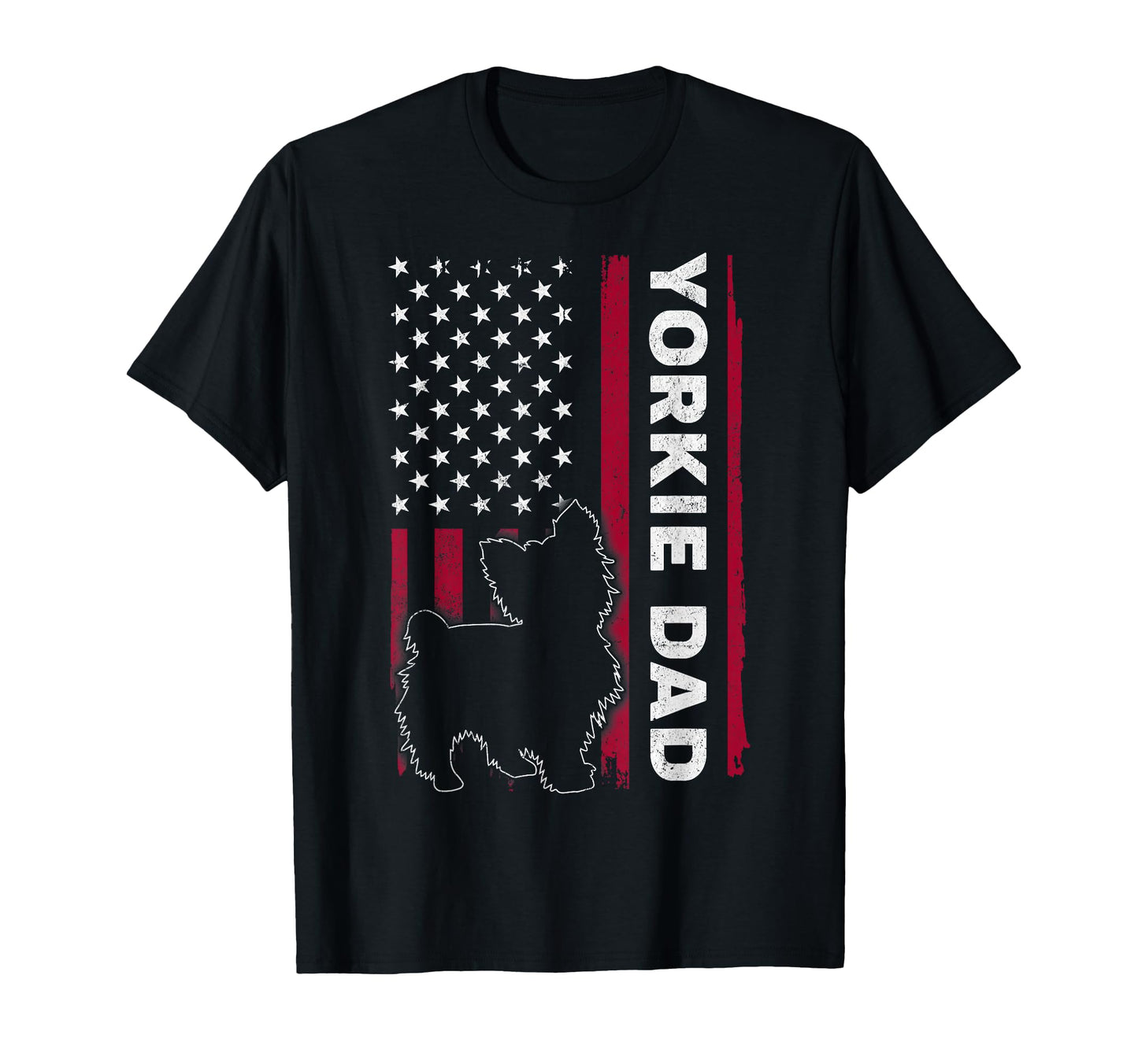 Yorkie Dog Us American Flag Yorkie Dad T-Shirt - Unique Graphic for Adults - T-Shirt, Sweatshirt, Hoodie