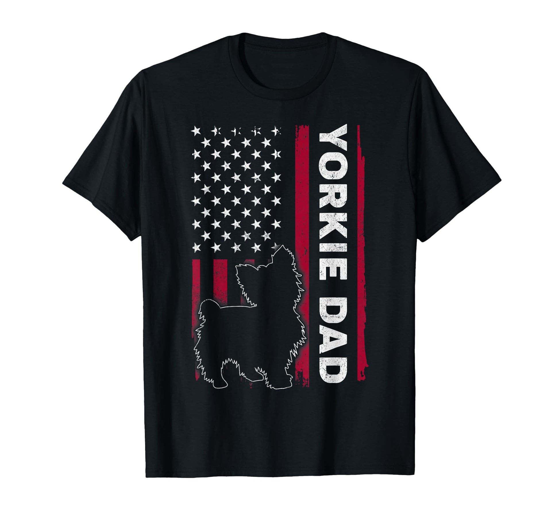 Yorkie Dog Us American Flag Yorkie Dad T-Shirt - Unique Graphic for Adults - T-Shirt, Sweatshirt, Hoodie