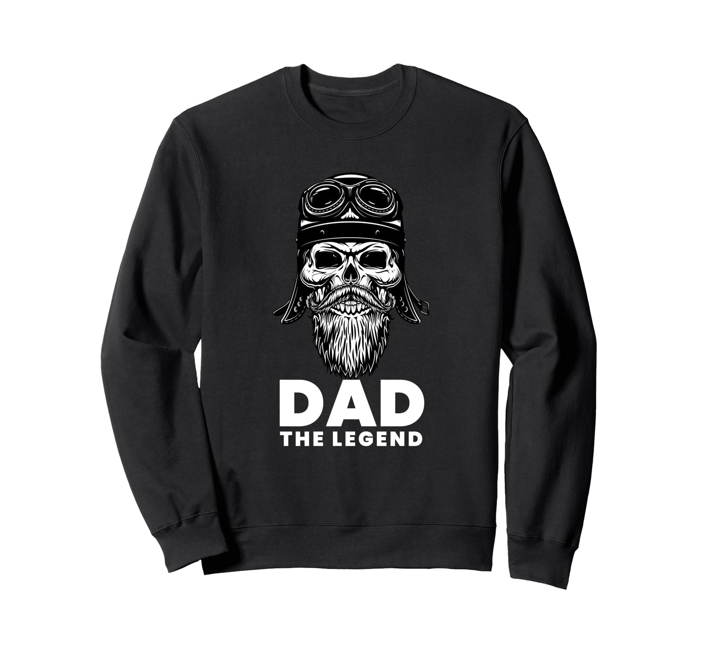 Dad Legend Bearded Biker Skull Sweatshirt - Graphic Print Men Women - T-Shirt, Sweatshirt, Hoodie