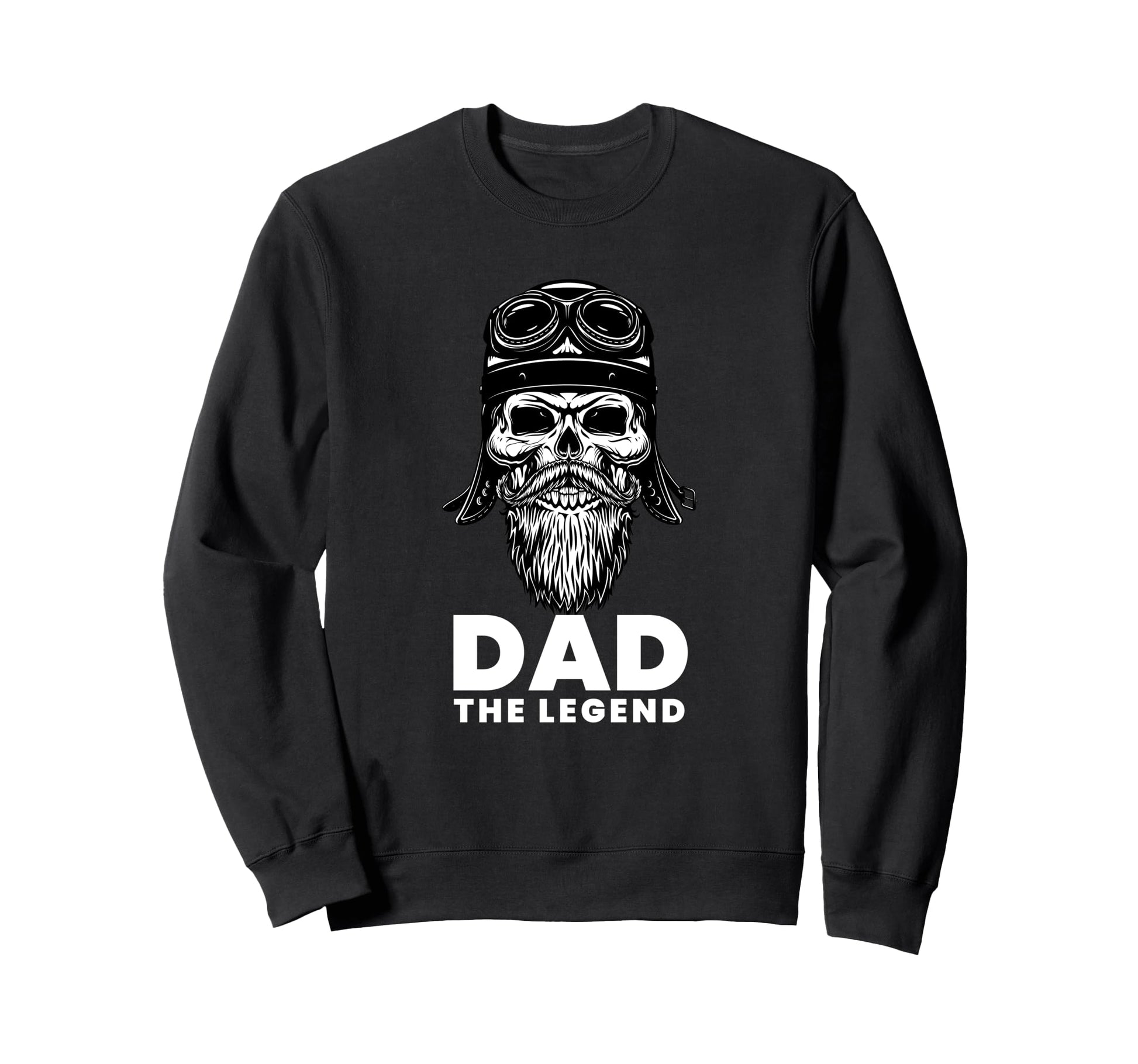 Dad Legend Bearded Biker Skull Sweatshirt - Graphic Print Men Women - T-Shirt, Sweatshirt, Hoodie