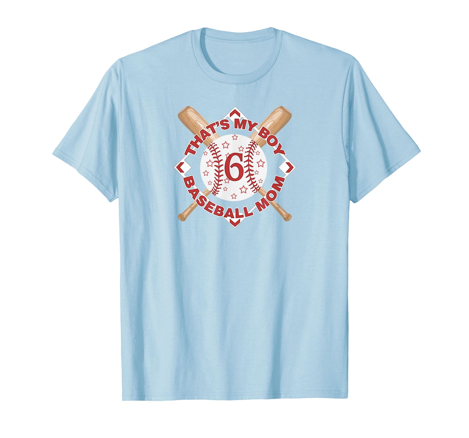 Thats My 6 Baseball Mom Love Heart T-Shirt - Aesthetic Graphic for Adults - T-Shirt, Sweatshirt, Hoodie