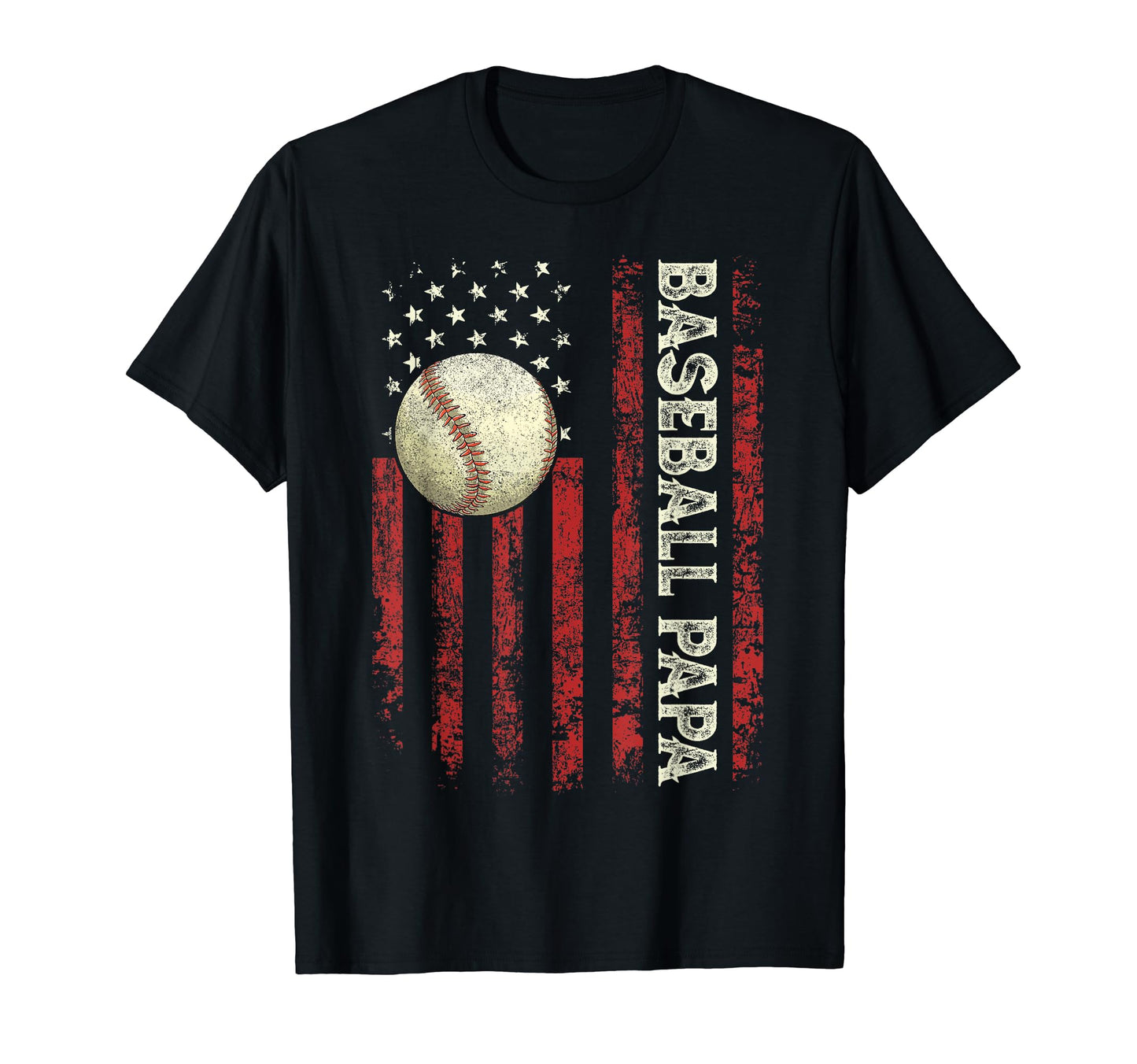 Fathers Day Baseball Papa Usa Flag T-Shirt - Trendy Graphic for Adults - T-Shirt, Sweatshirt, Hoodie