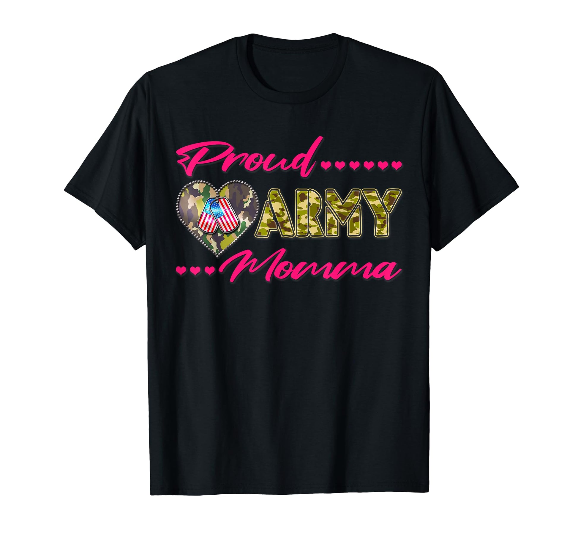 Proud Army Momma Camo Us Flag Dog Tags T-Shirt - Aesthetic Graphic Unisex - T-Shirt, Sweatshirt, Hoodie