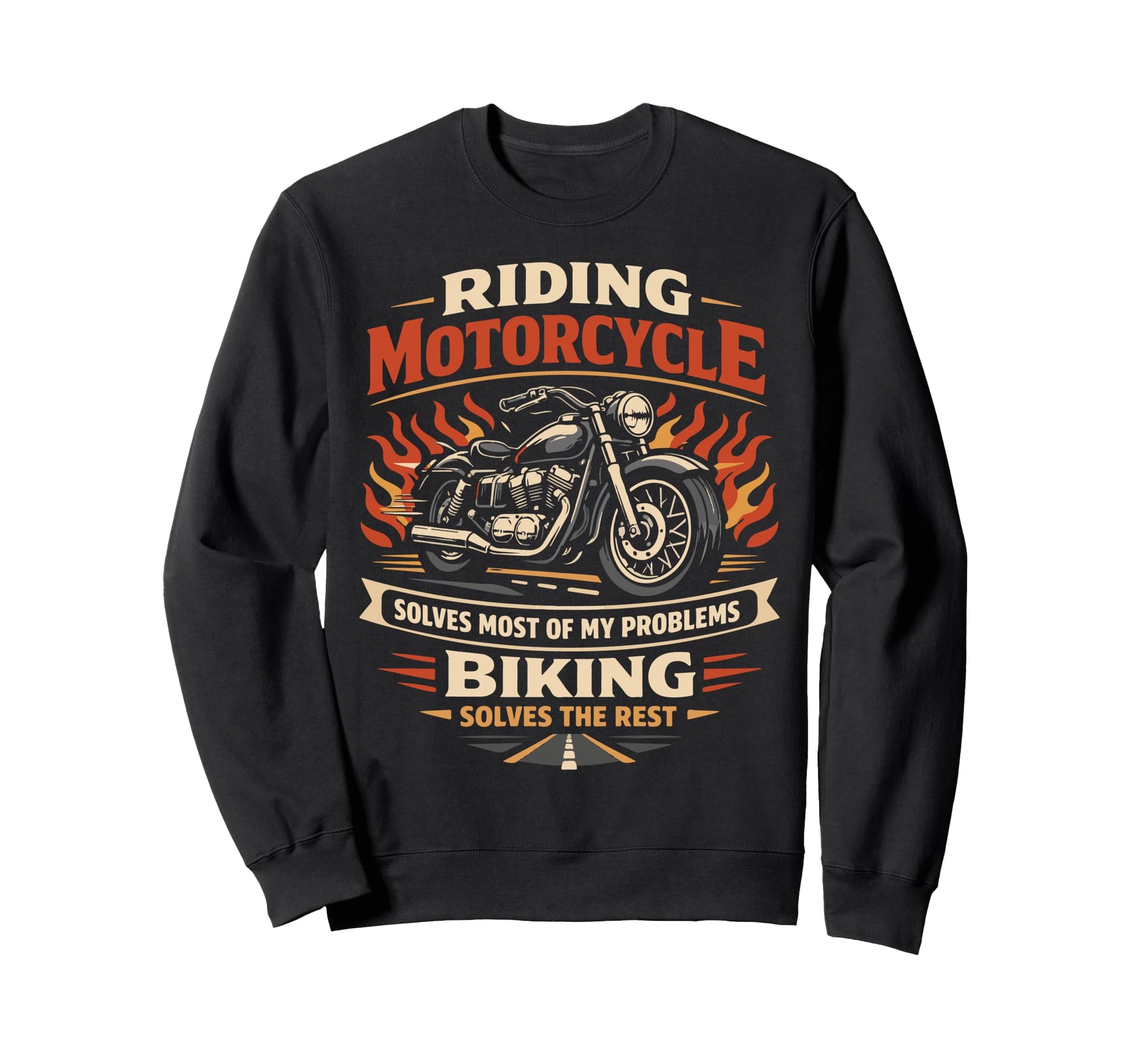 Motorcycle Biker Riding Motorcycle Sweatshirt - Aesthetic Graphic Men Women - T-Shirt, Sweatshirt, Hoodie