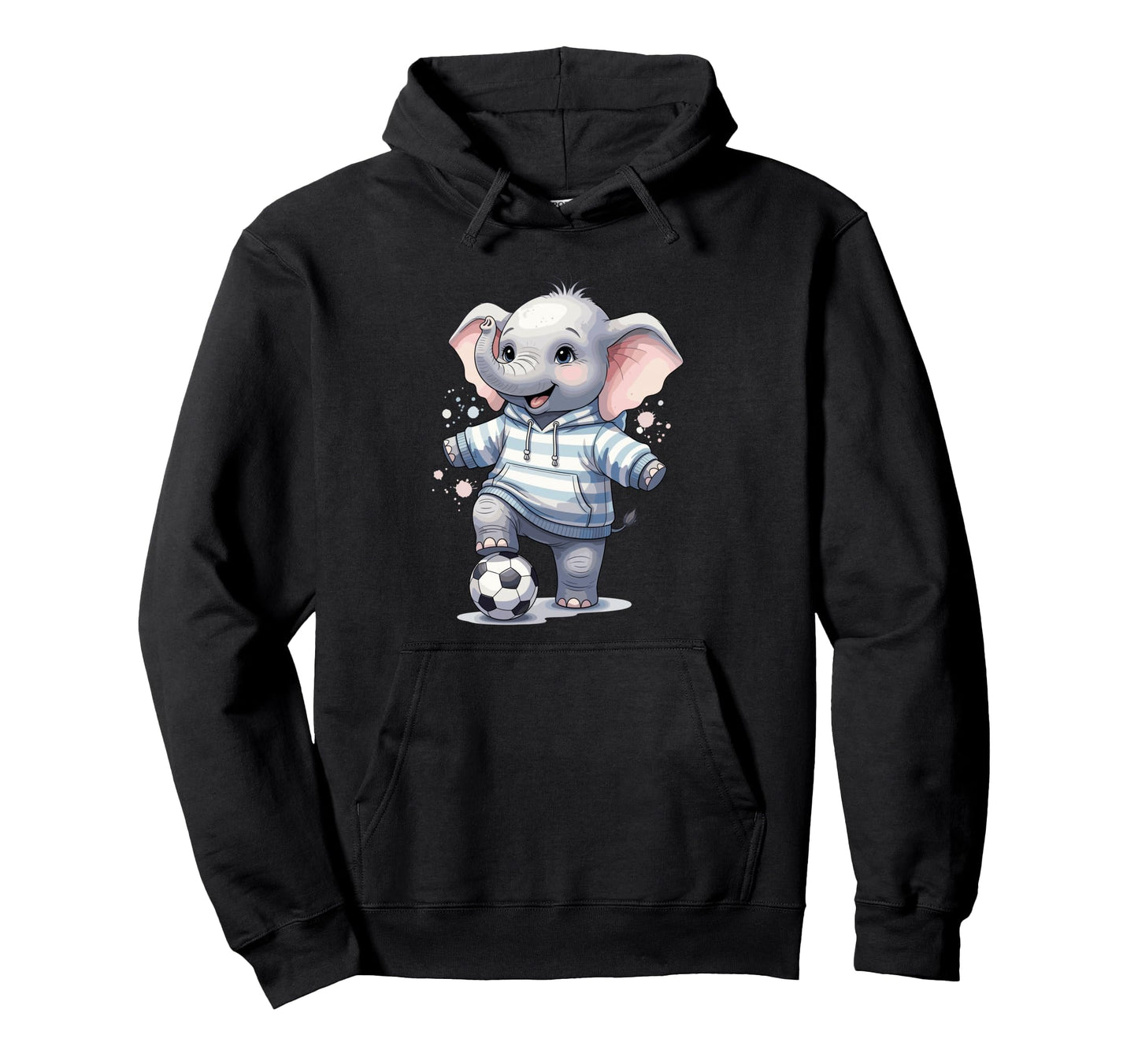 Elephant Soccer Player Striped Art Hoodie - Casual Everyday Wear Unisex - T-Shirt, Sweatshirt, Hoodie