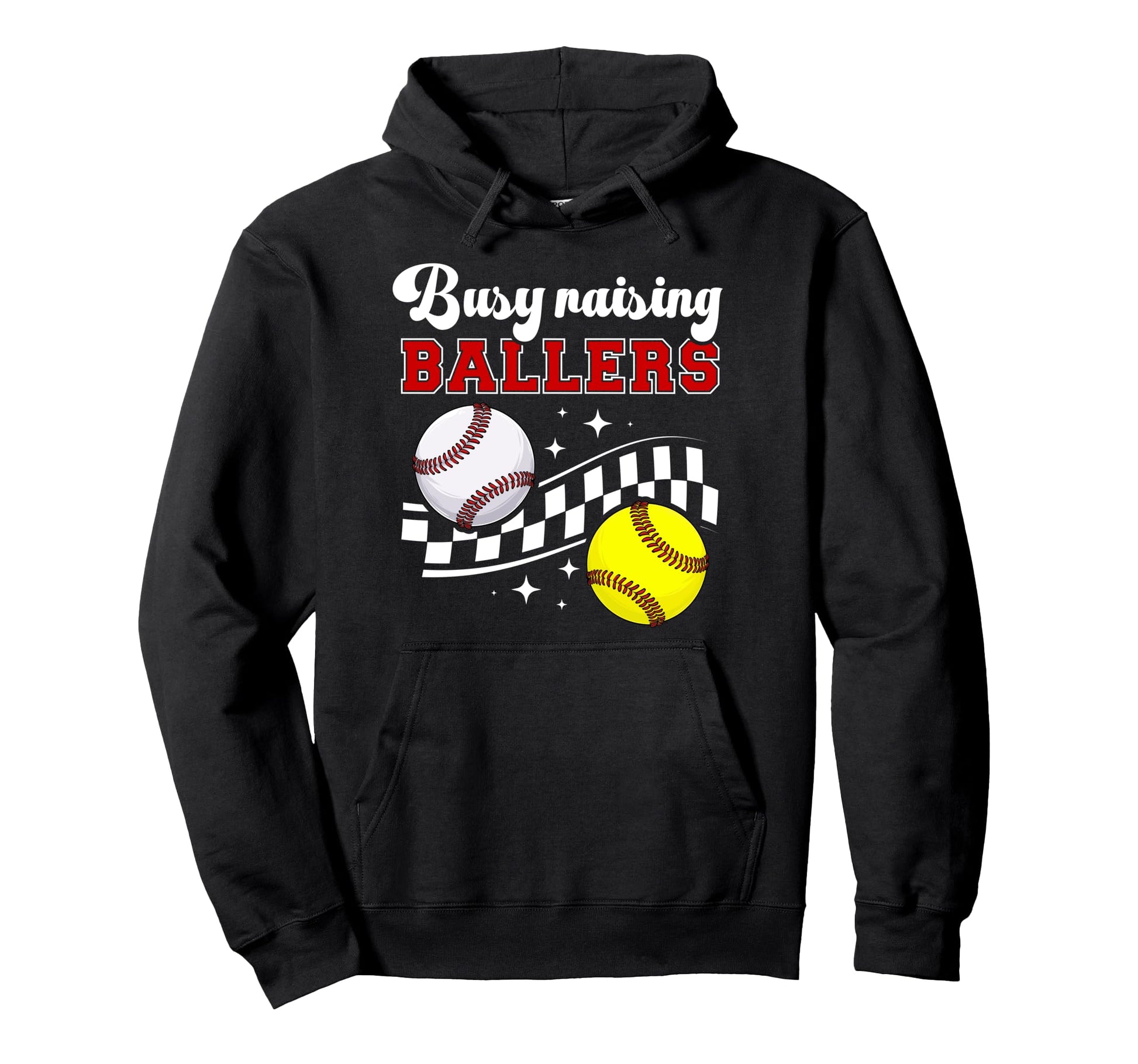 Busy Raising Ballers Baseball Softball Hoodie - Unique Graphic for Adults - T-Shirt, Sweatshirt, Hoodie