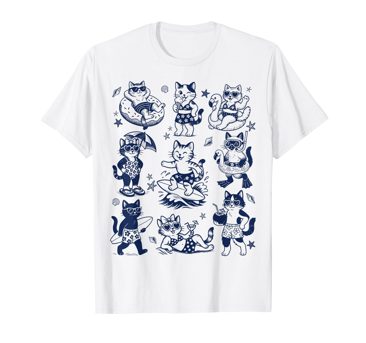 Cats Vacay Aesthetic Summer Silly T-Shirt - Fun Novelty Design for Adults - T-Shirt, Sweatshirt, Hoodie