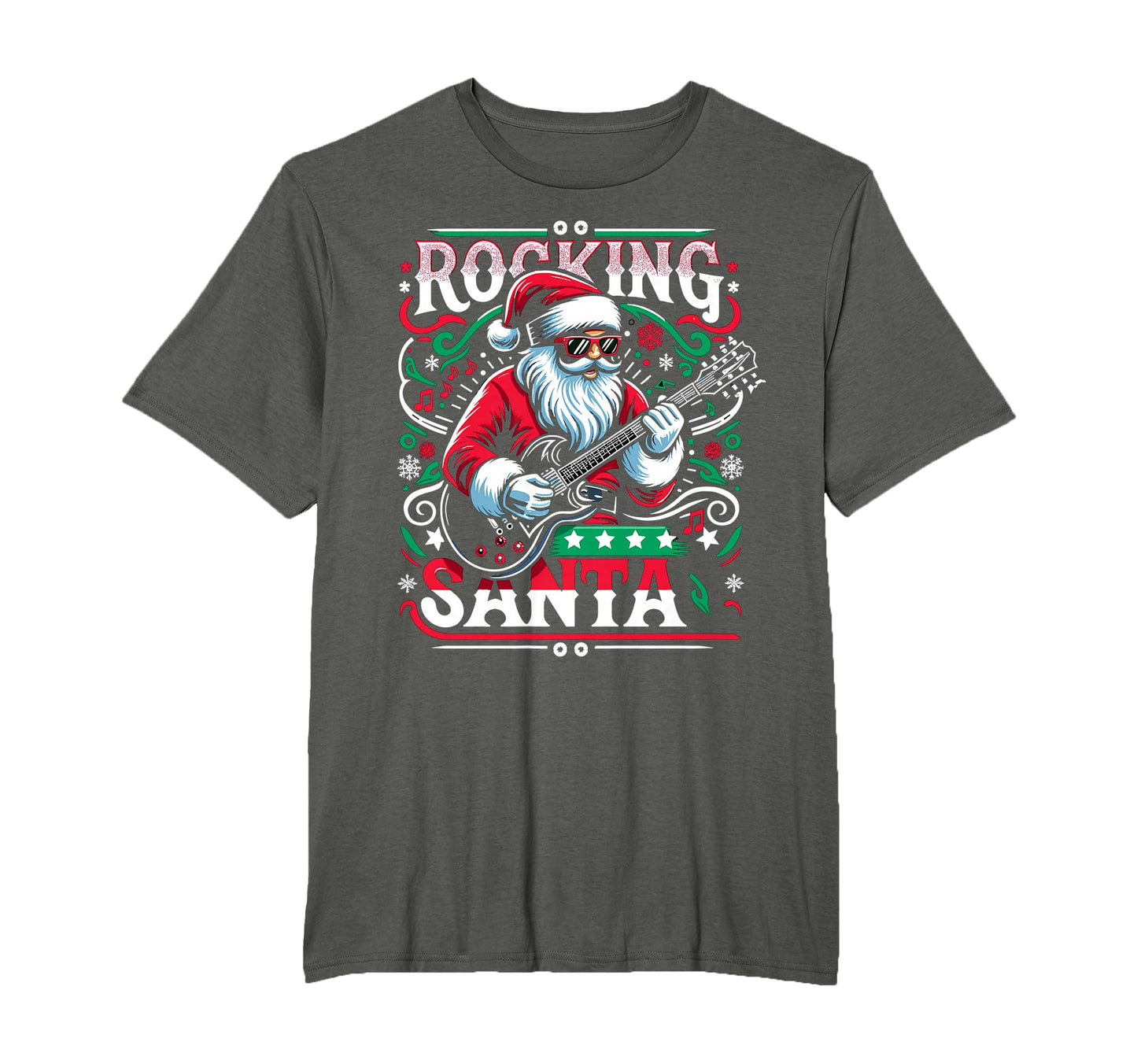 Rocking Santa Rock Guitar Santa T-Shirt - Trendy Graphic Men Women - T-Shirt, Sweatshirt, Hoodie