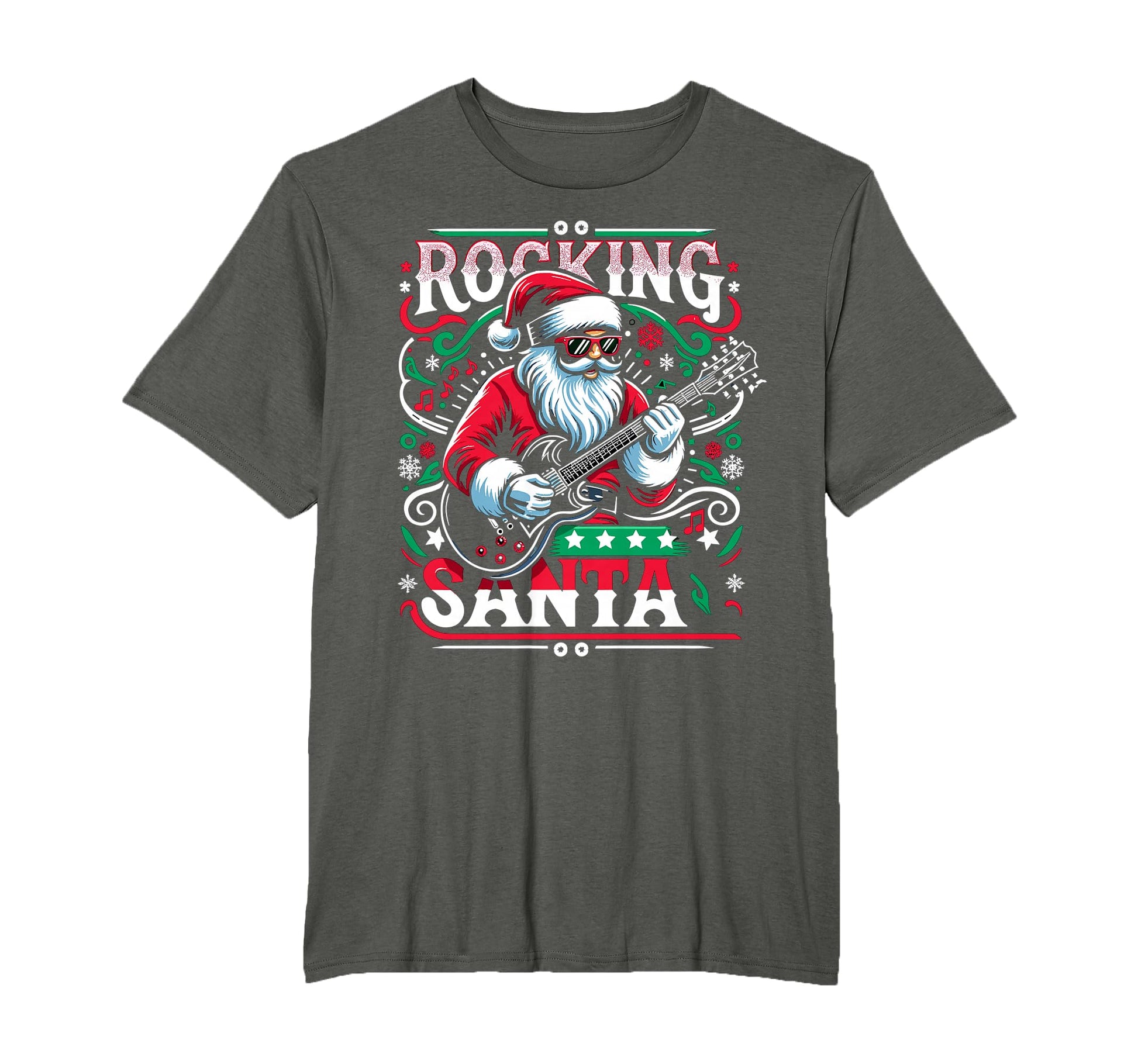 Rocking Santa Rock Guitar Santa T-Shirt - Trendy Graphic Men Women - T-Shirt, Sweatshirt, Hoodie