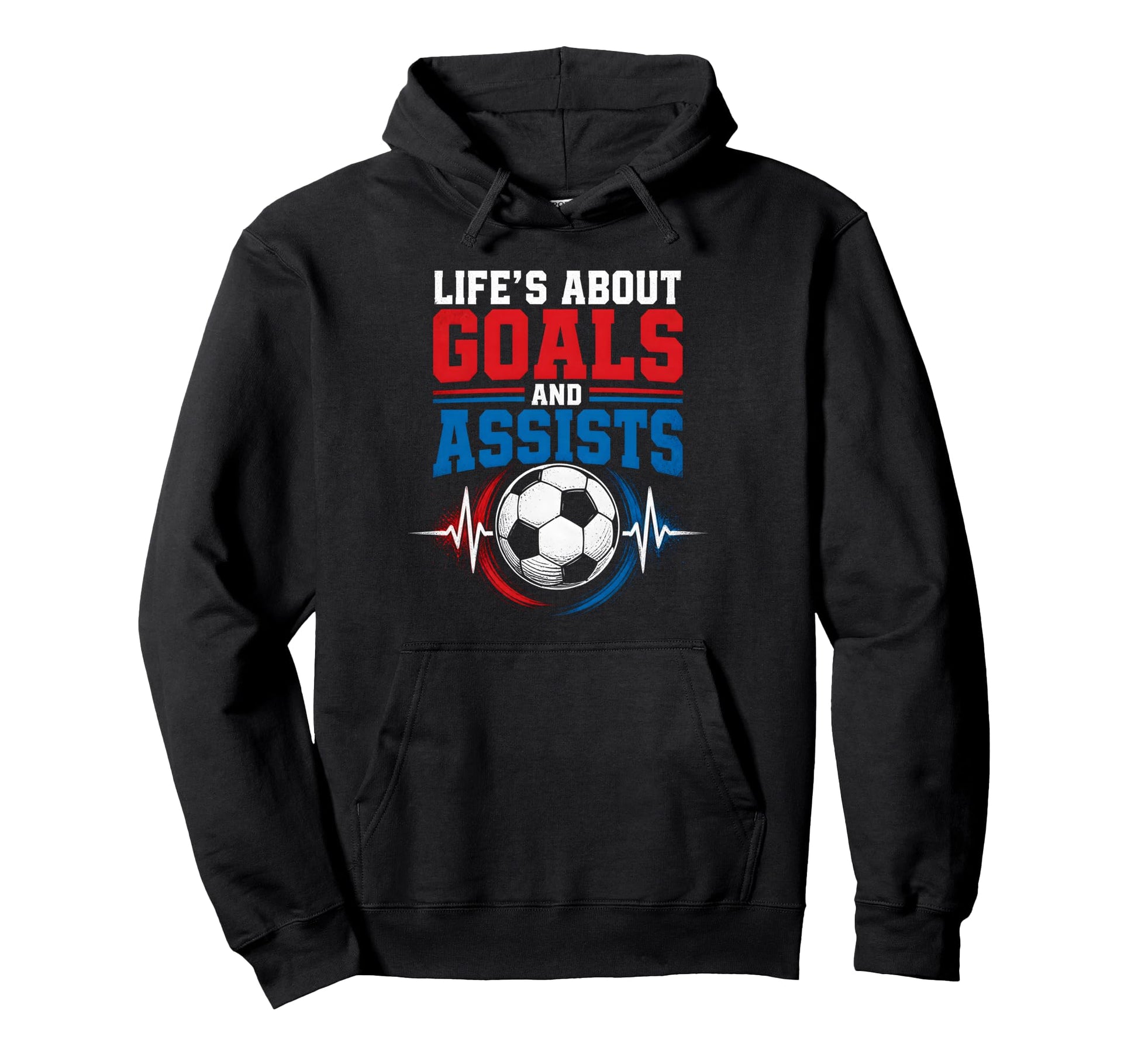 Life Goals Assists Soccer Heartbeat Fan Hoodie - Trendy Graphic Unisex - T-Shirt, Sweatshirt, Hoodie