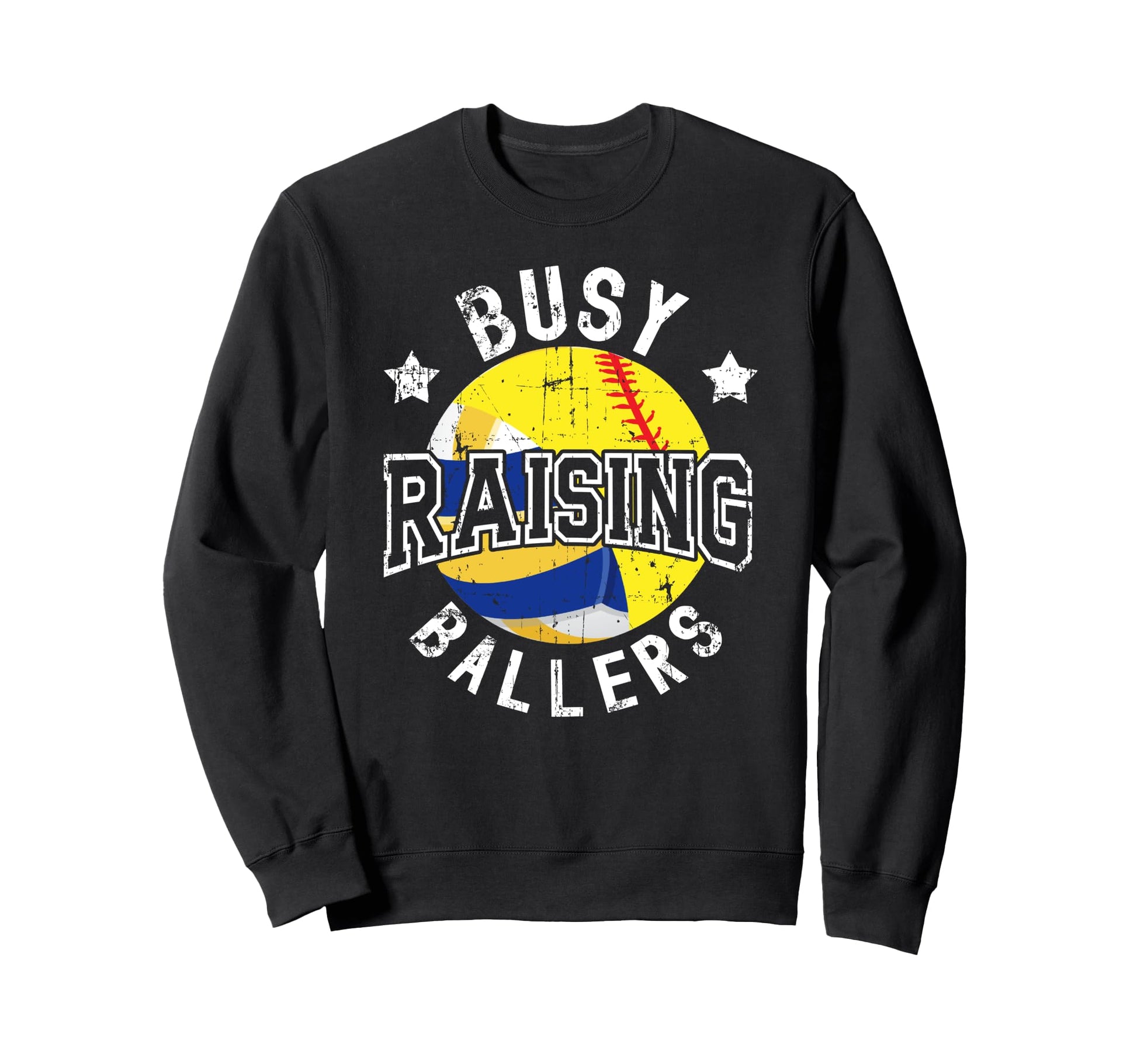 Busy Raising Ballers Volleyball Sweatshirt - Graphic Print for Adults - T-Shirt, Sweatshirt, Hoodie