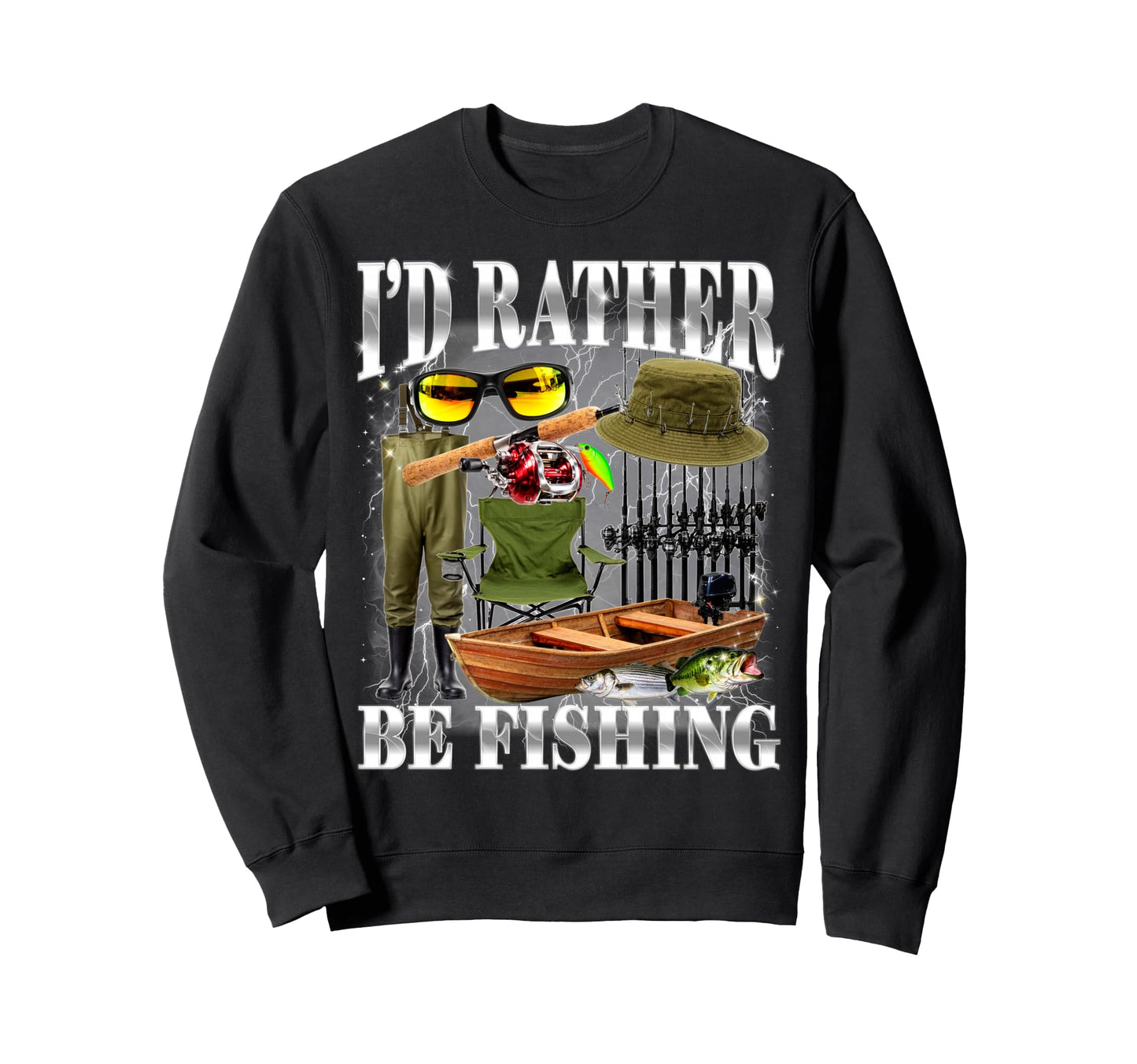 Id Rather Be Fishing Bootleg Sweatshirt - Casual Everyday Wear for Adults - T-Shirt, Sweatshirt, Hoodie