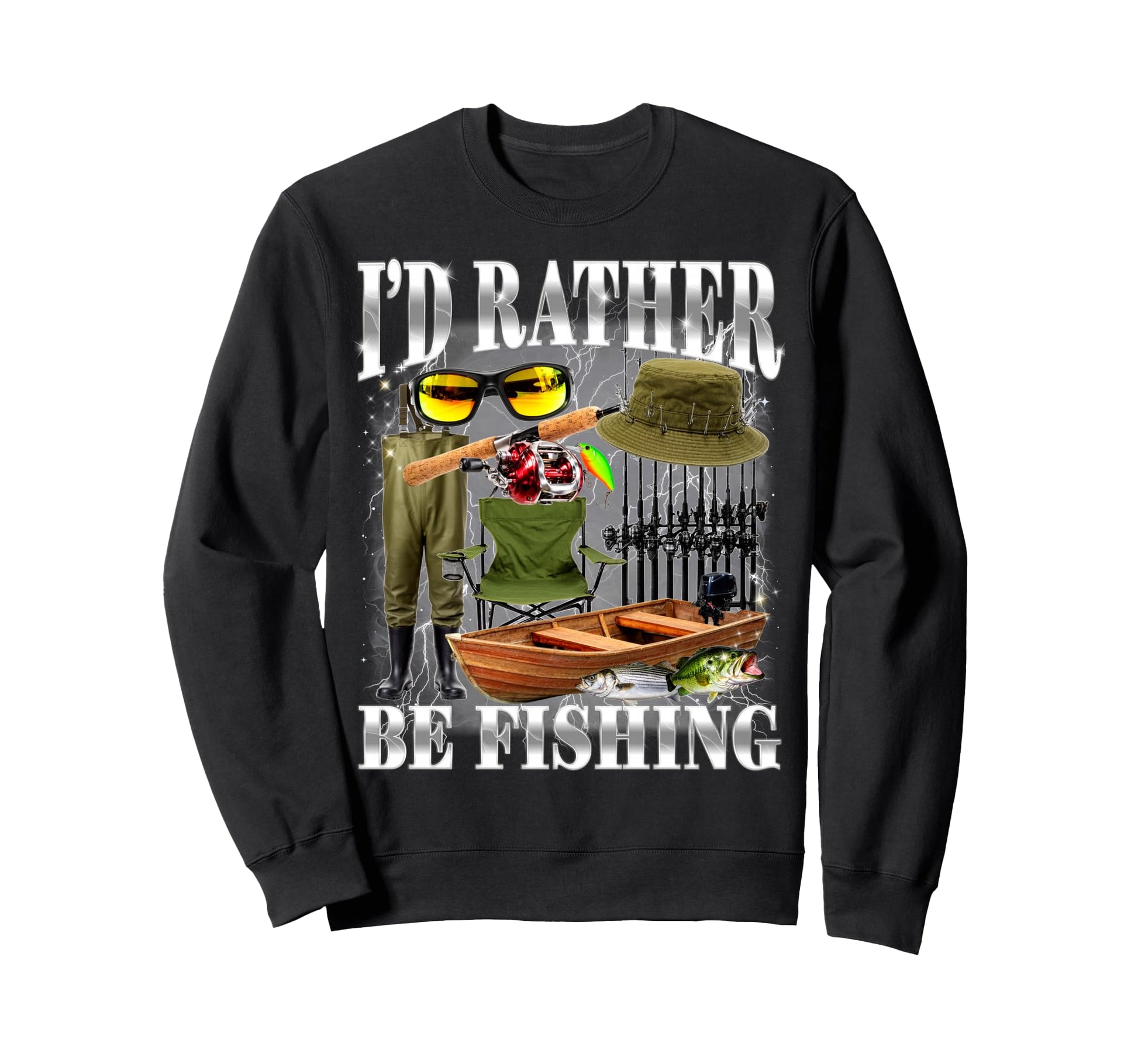 Id Rather Be Fishing Bootleg Sweatshirt - Casual Everyday Wear for Adults - T-Shirt, Sweatshirt, Hoodie