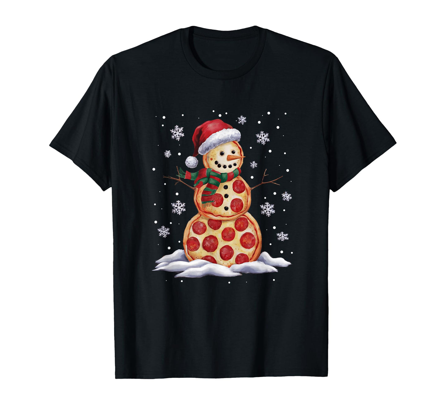 Pizza Snowman Santa Hat Pizza Party T-Shirt - Trendy Graphic Men Women - T-Shirt, Sweatshirt, Hoodie