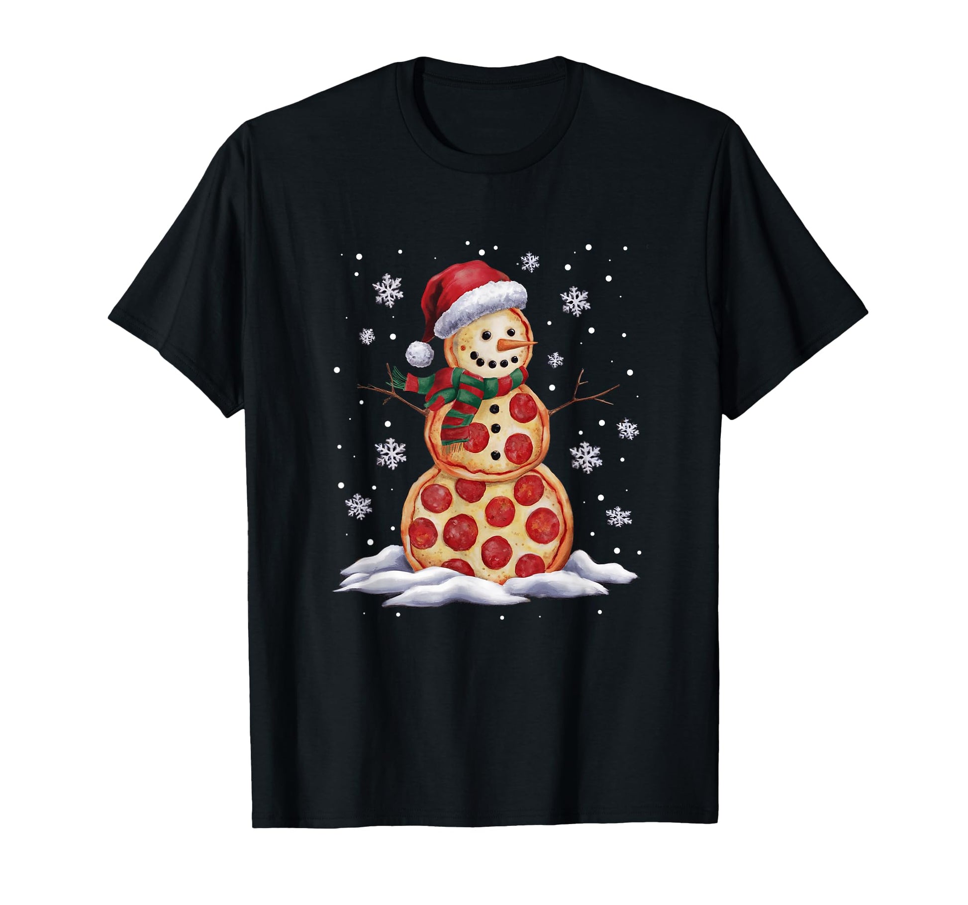 Pizza Snowman Santa Hat Pizza Party T-Shirt - Trendy Graphic Men Women - T-Shirt, Sweatshirt, Hoodie