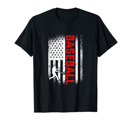 Baseball American Flag Baseball Lover T-Shirt - Novelty Apparel for Adults - T-Shirt, Sweatshirt, Hoodie