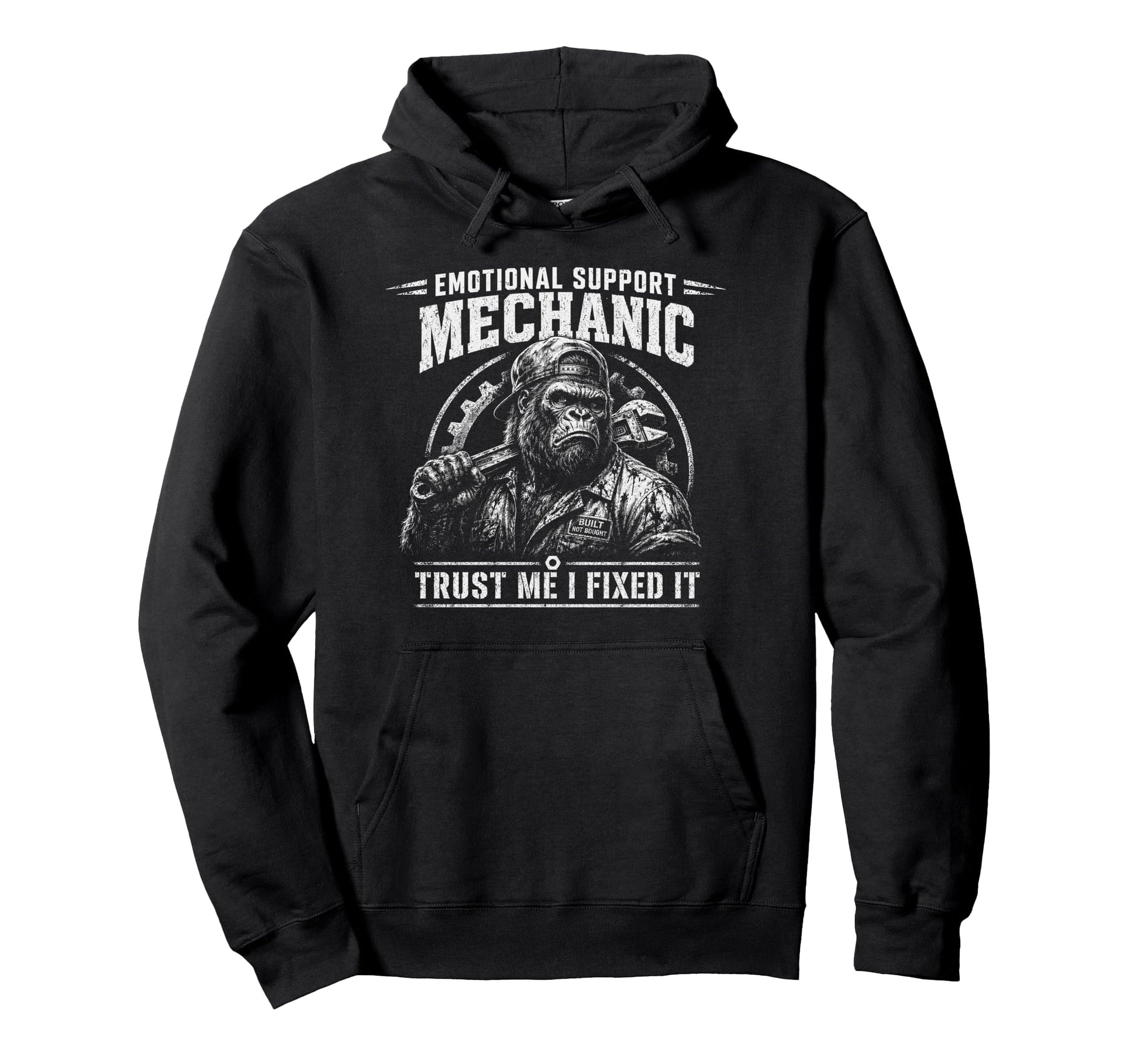 Emotional Support Mechanic Dad Gorilla Hoodie - Minimalist Print Unisex - T-Shirt, Sweatshirt, Hoodie