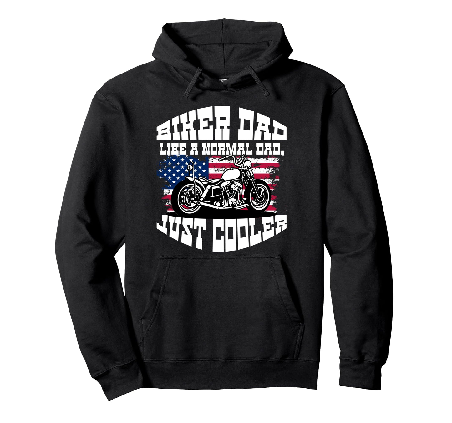 Biker Dad American Us Flag Hoodie - Casual Everyday Wear for Adults - T-Shirt, Sweatshirt, Hoodie