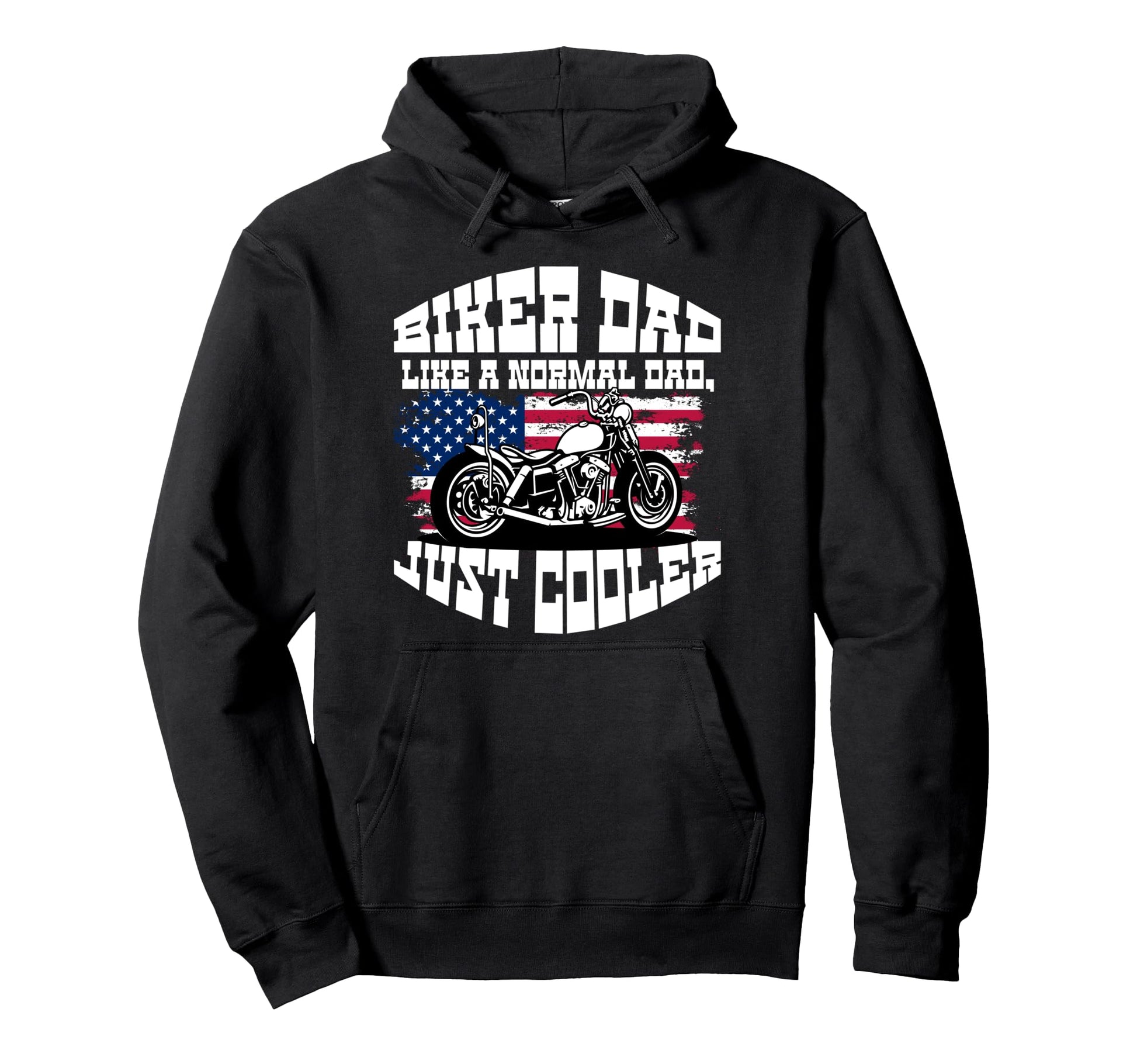 Biker Dad American Us Flag Hoodie - Casual Everyday Wear for Adults - T-Shirt, Sweatshirt, Hoodie