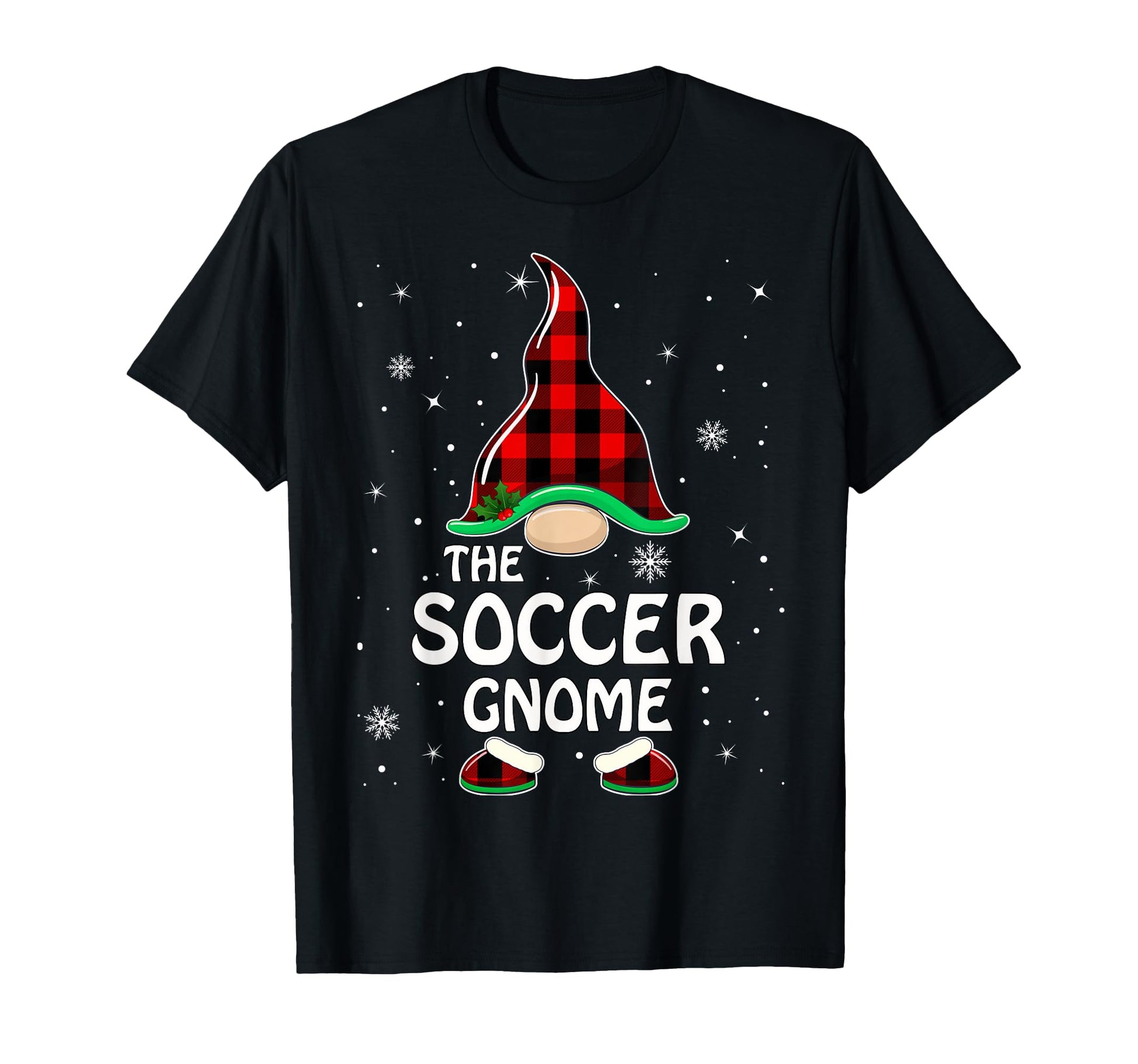 Soccer Gnome Buffalo Plaid Matching T-Shirt - Minimalist Print Men Women - T-Shirt, Sweatshirt, Hoodie