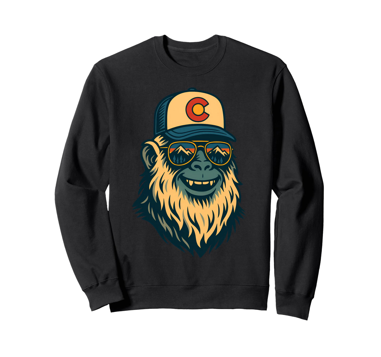 Colorado Yeti Wearing Trucker Hat Sweatshirt - Custom Art Print for Adults - T-Shirt, Sweatshirt, Hoodie