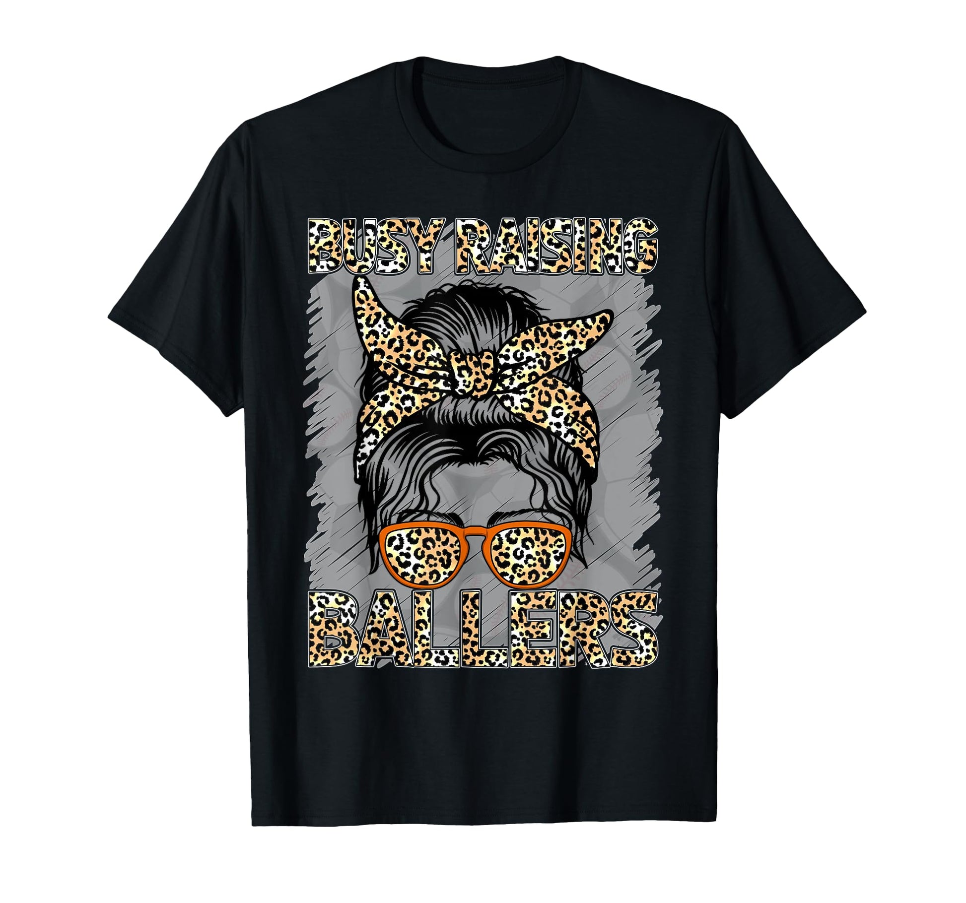 Baseball Soccer Mom Messy Bun Leopard T-Shirt - Trendy Graphic Men Women - T-Shirt, Sweatshirt, Hoodie