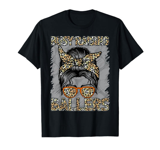Baseball Soccer Mom Messy Bun Leopard T-Shirt - Trendy Graphic Men Women - T-Shirt, Sweatshirt, Hoodie