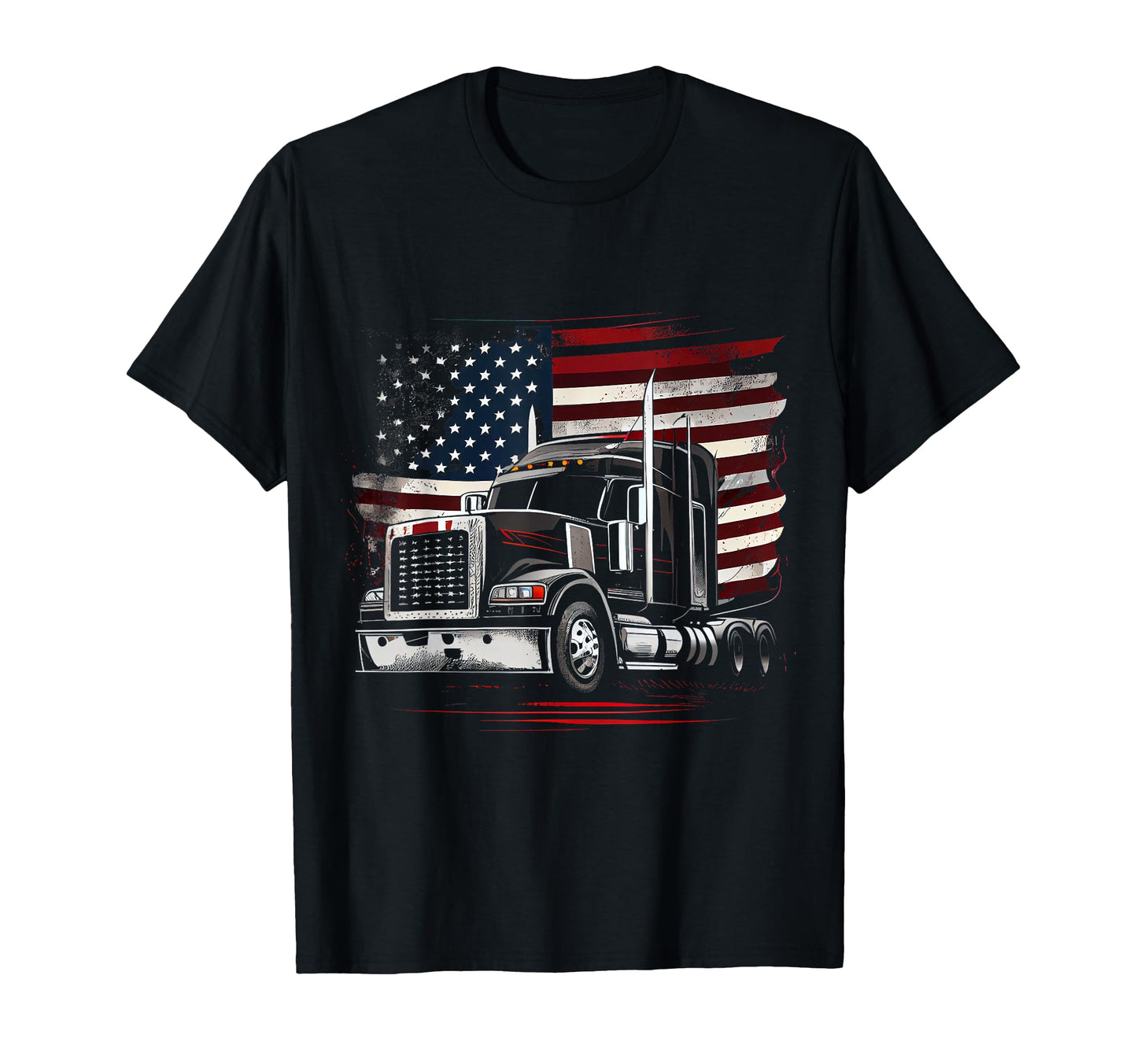 Us American Flag Truck Driver 18 T-Shirt - Unique Graphic Men Women - T-Shirt, Sweatshirt, Hoodie