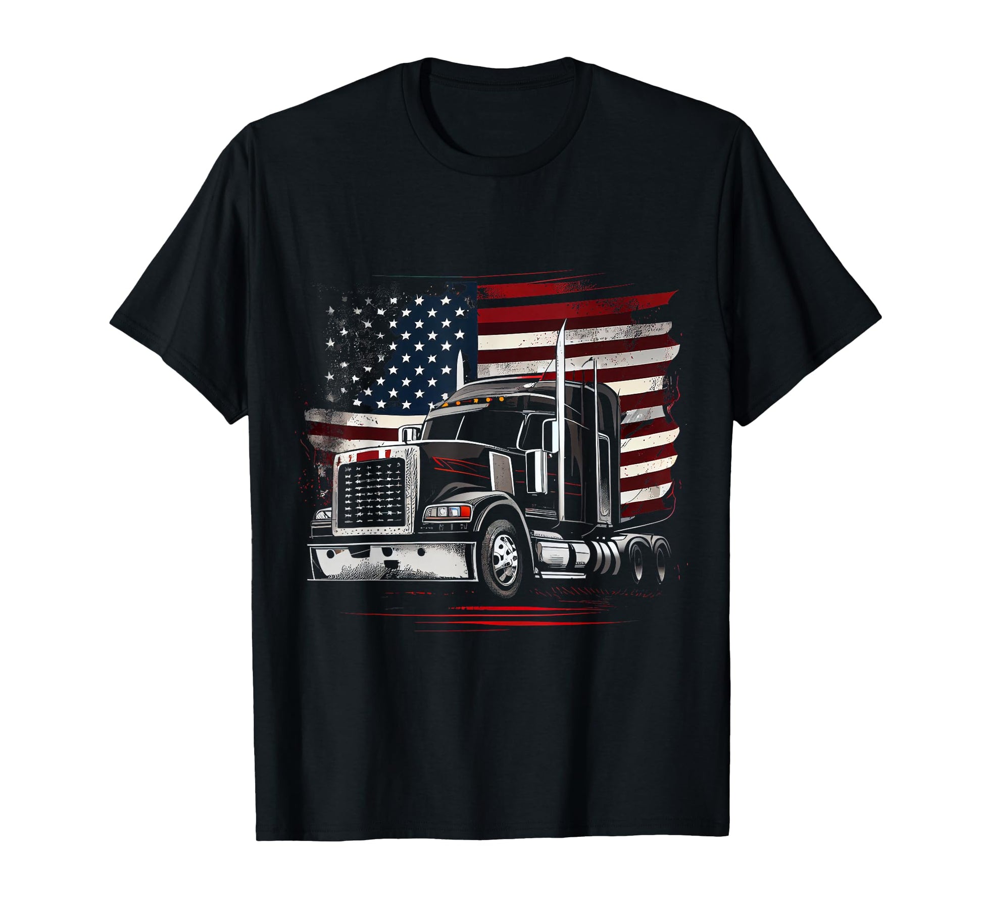 Us American Flag Truck Driver 18 T-Shirt - Unique Graphic Men Women - T-Shirt, Sweatshirt, Hoodie