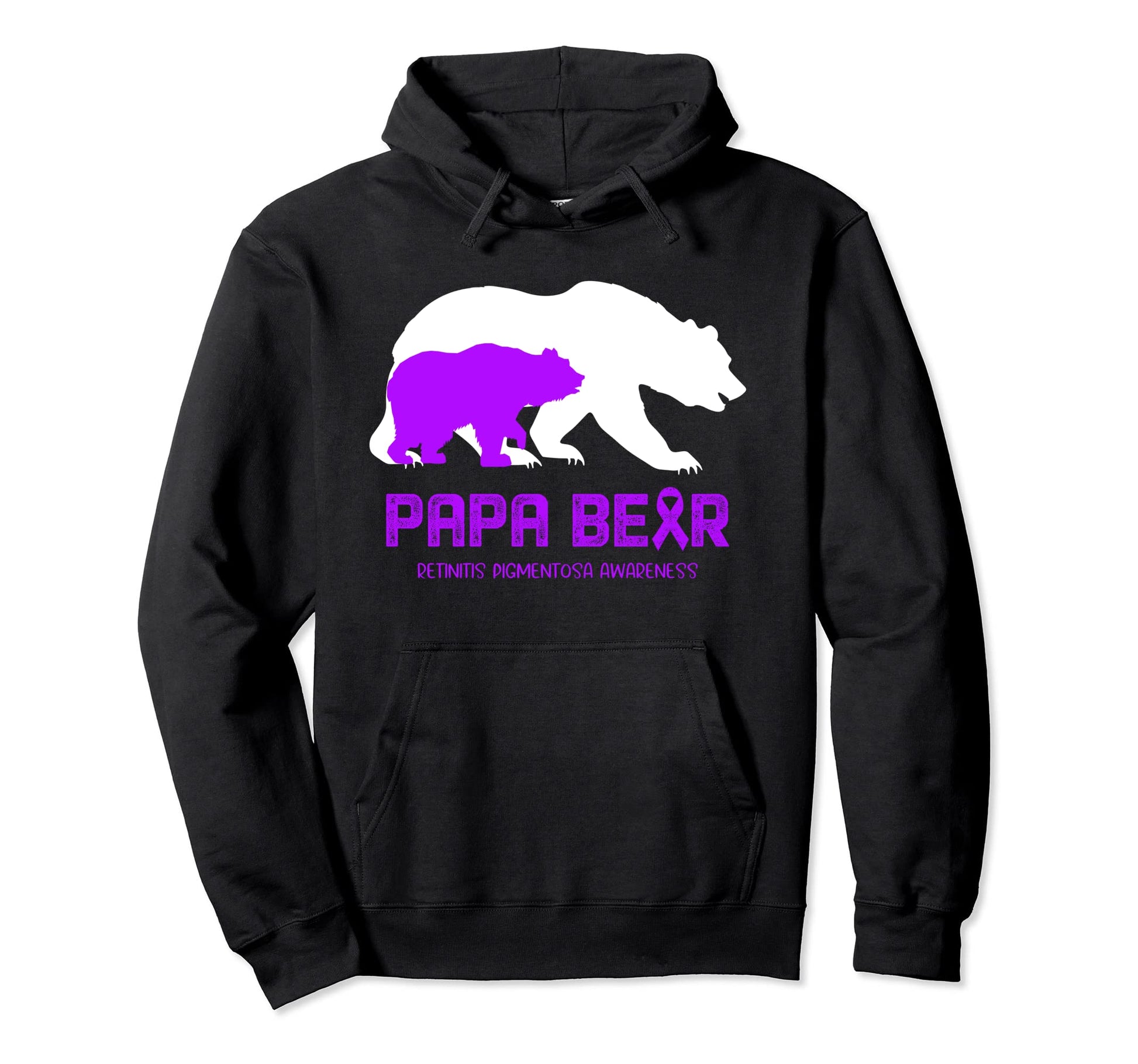 Papa Bear Support Retinitis Pigmentosa Hoodie - Graphic Print Unisex - T-Shirt, Sweatshirt, Hoodie
