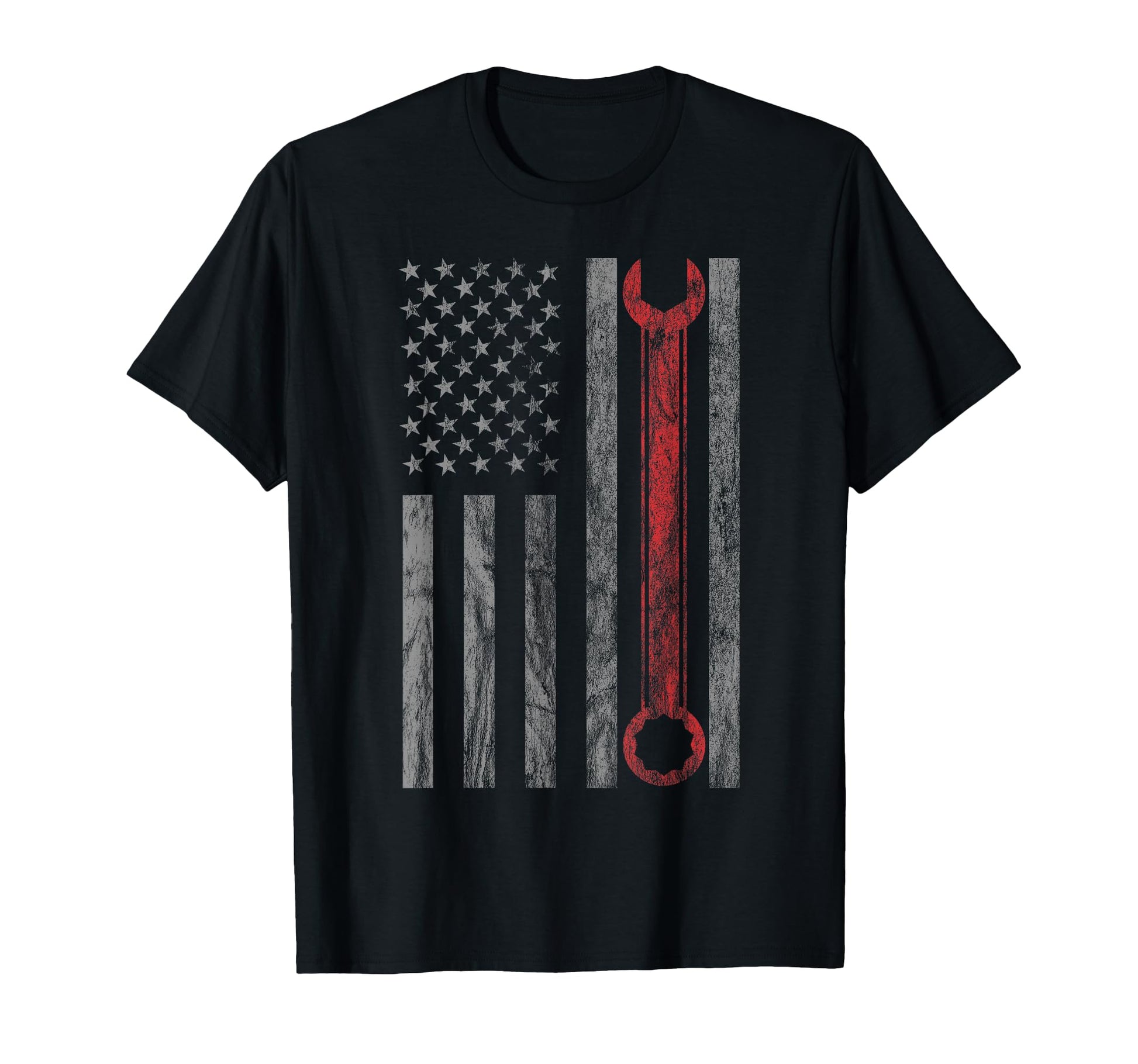 Distressed Mechanic Mechanic Usa Flag T-Shirt - Custom Art Print for Adults - T-Shirt, Sweatshirt, Hoodie