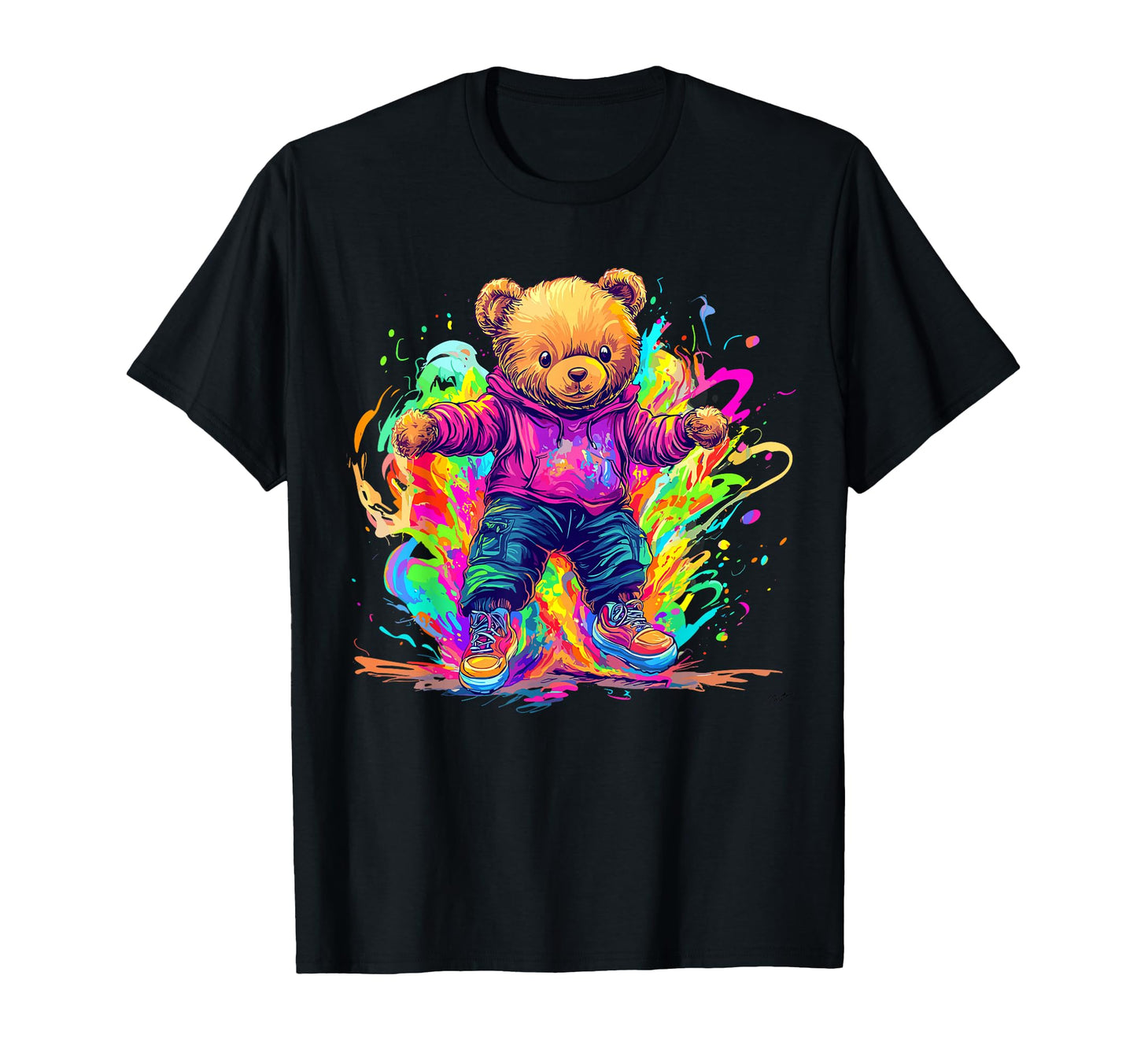 Vibrant Bear Splash Paint Explosion Hoodie - Fun Novelty Design Unisex - T-Shirt, Sweatshirt, Hoodie