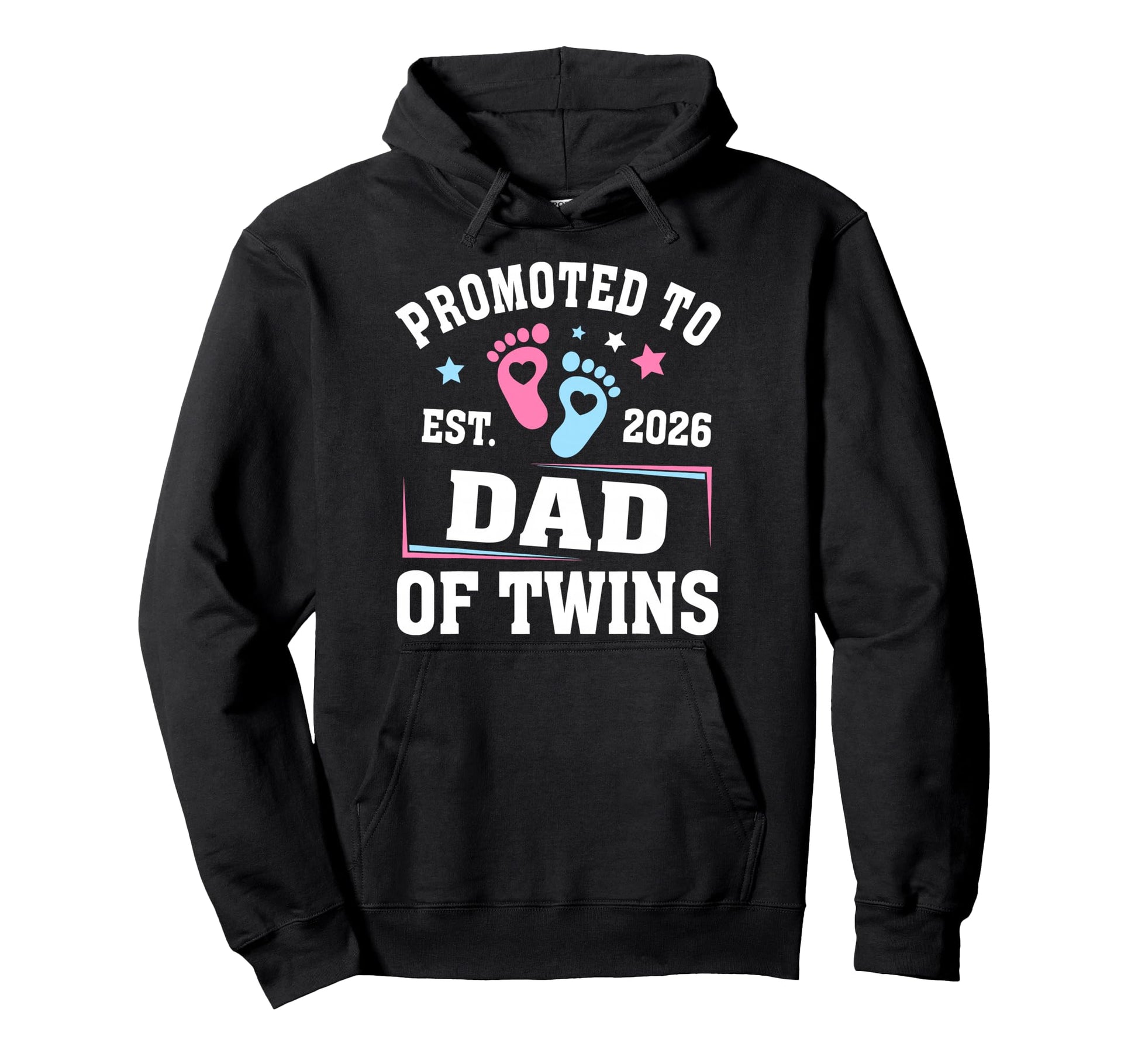 Promoted To Dad Est 2026 Twins Gender Hoodie - Trendy Graphic for Adults - T-Shirt, Sweatshirt, Hoodie