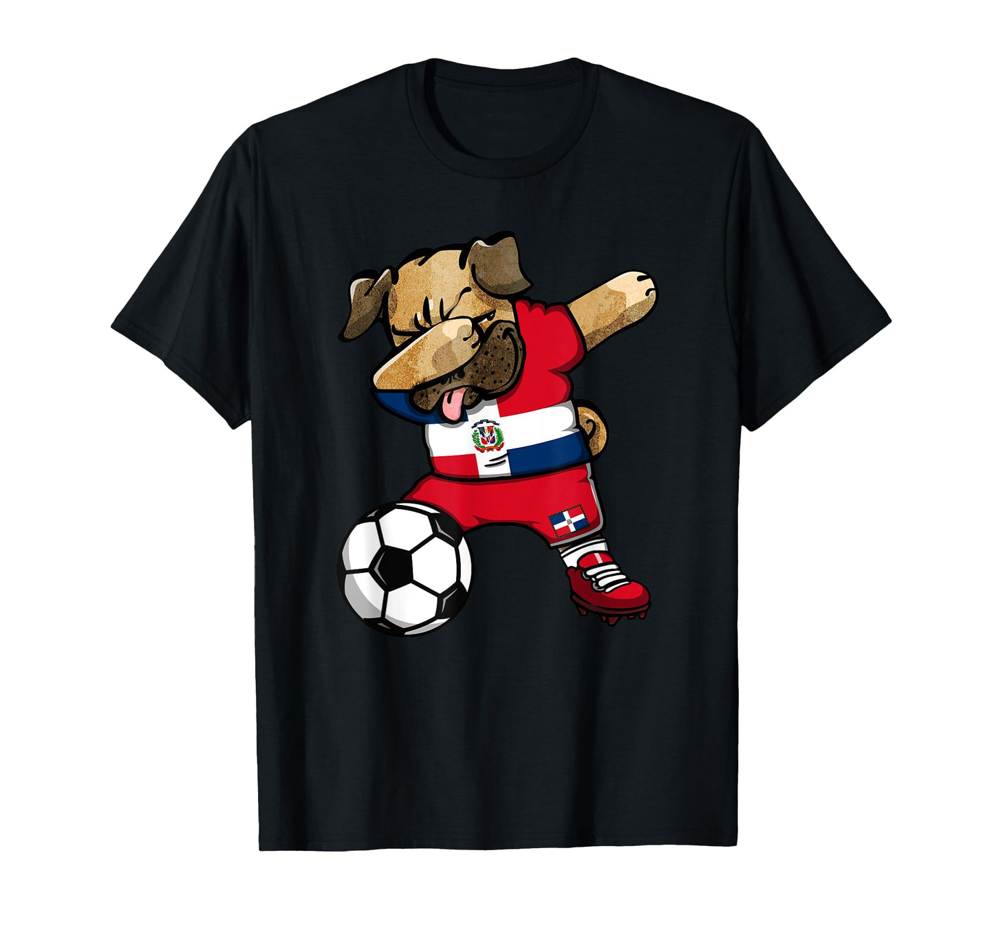 Dabbing Pug Dominican Republic Soccer Fans T-Shirt - Graphic Print Unisex - T-Shirt, Sweatshirt, Hoodie