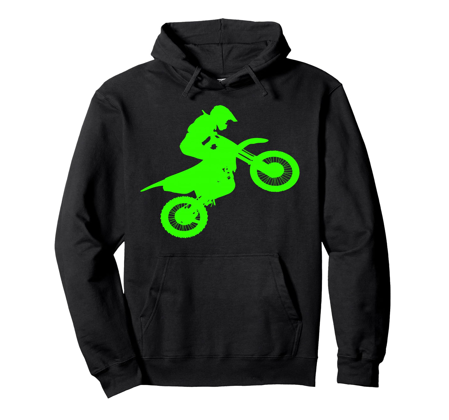 Dirt Bike Rider Silhouette Neon Green Hoodie - Streetwear Style Men Women - T-Shirt, Sweatshirt, Hoodie