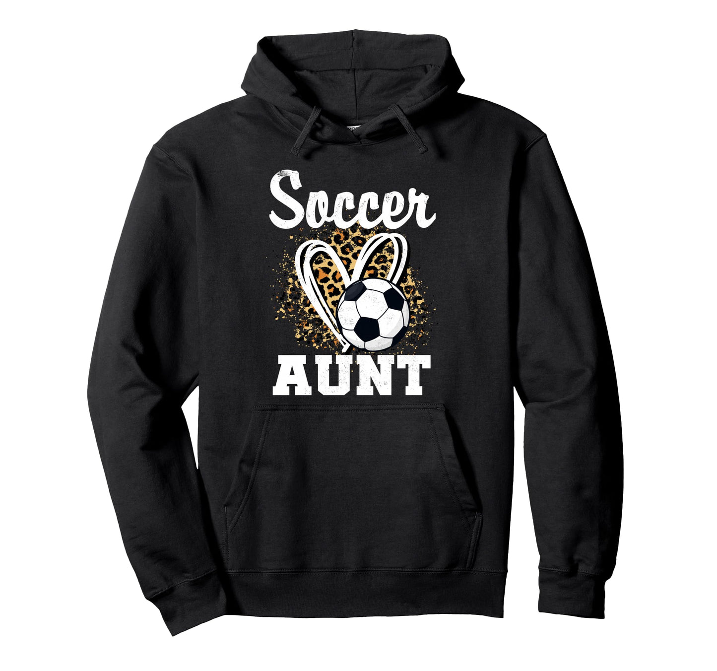 Soccer Aunt Leopard Heart Hoodie - Unique Graphic Men Women - T-Shirt, Sweatshirt, Hoodie