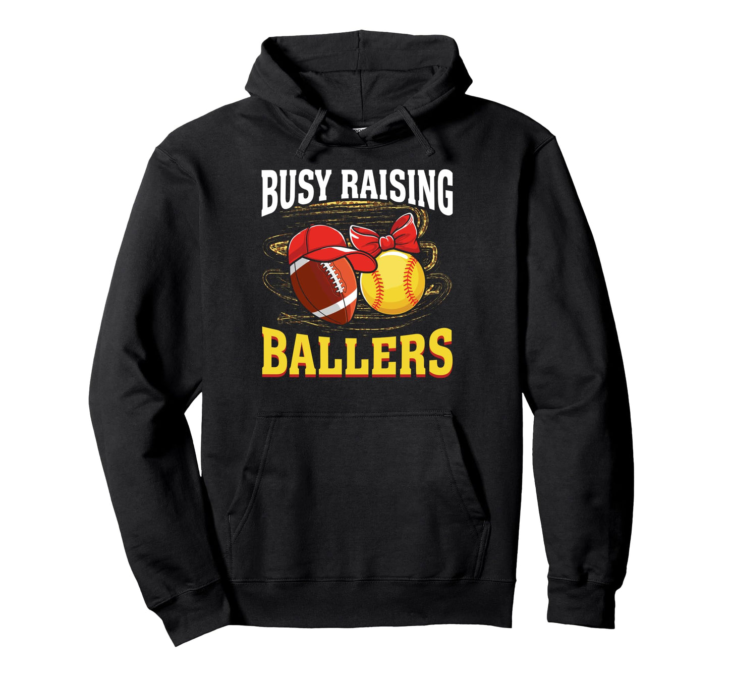 Busy Raising Ballers Football Softball Hoodie - Minimalist Print Unisex - T-Shirt, Sweatshirt, Hoodie