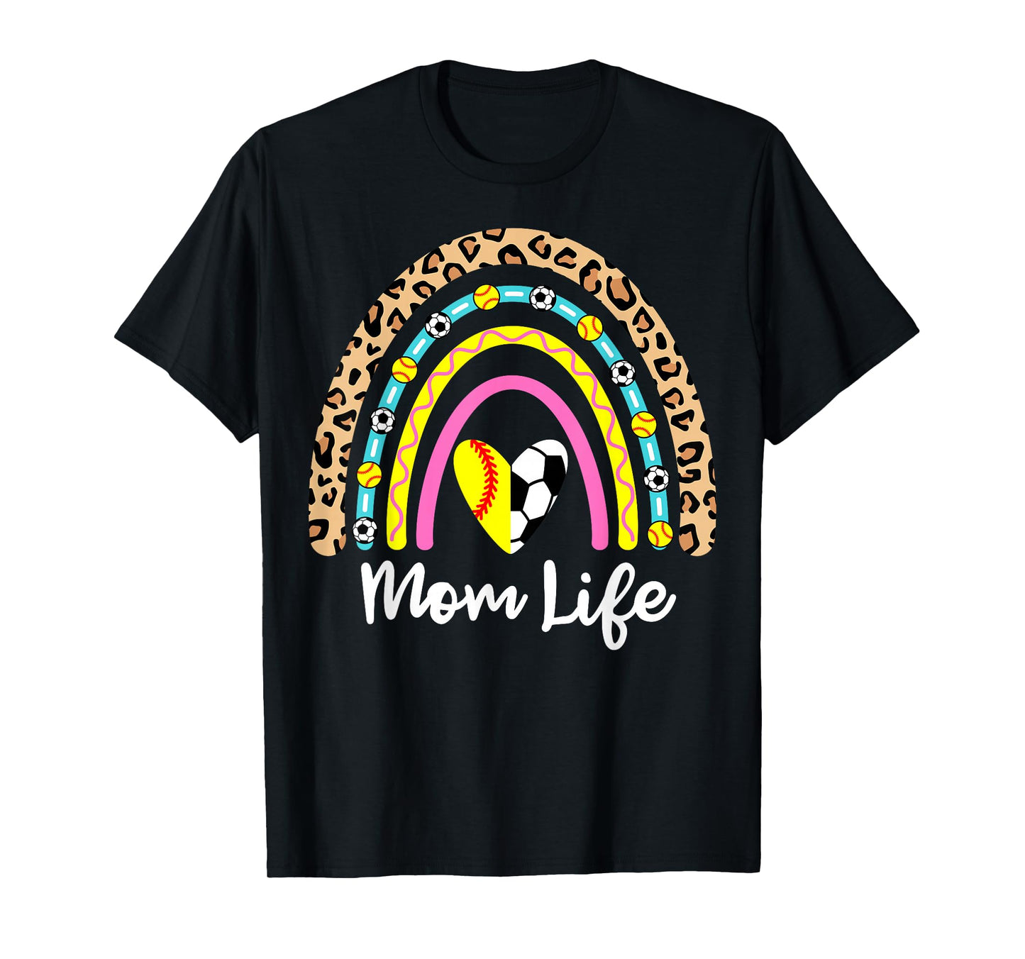 Soccer Softball Mom Boho Rainbow T-Shirt - Novelty Apparel for Adults - T-Shirt, Sweatshirt, Hoodie