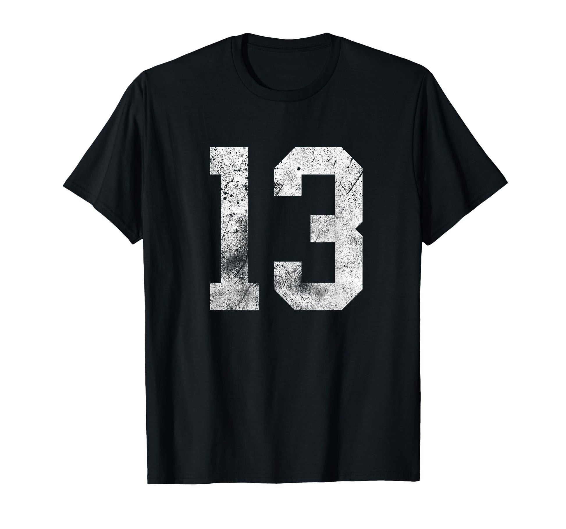 13 Distressed Birthday Lucky Number T-Shirt - Minimalist Print for Adults - T-Shirt, Sweatshirt, Hoodie