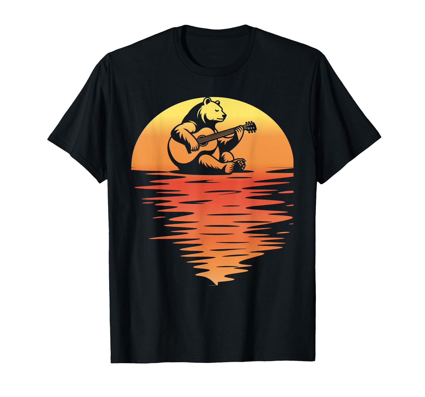 Panda Playing Guitar Sunset Musician T-Shirt - Novelty Apparel for Adults - T-Shirt, Sweatshirt, Hoodie