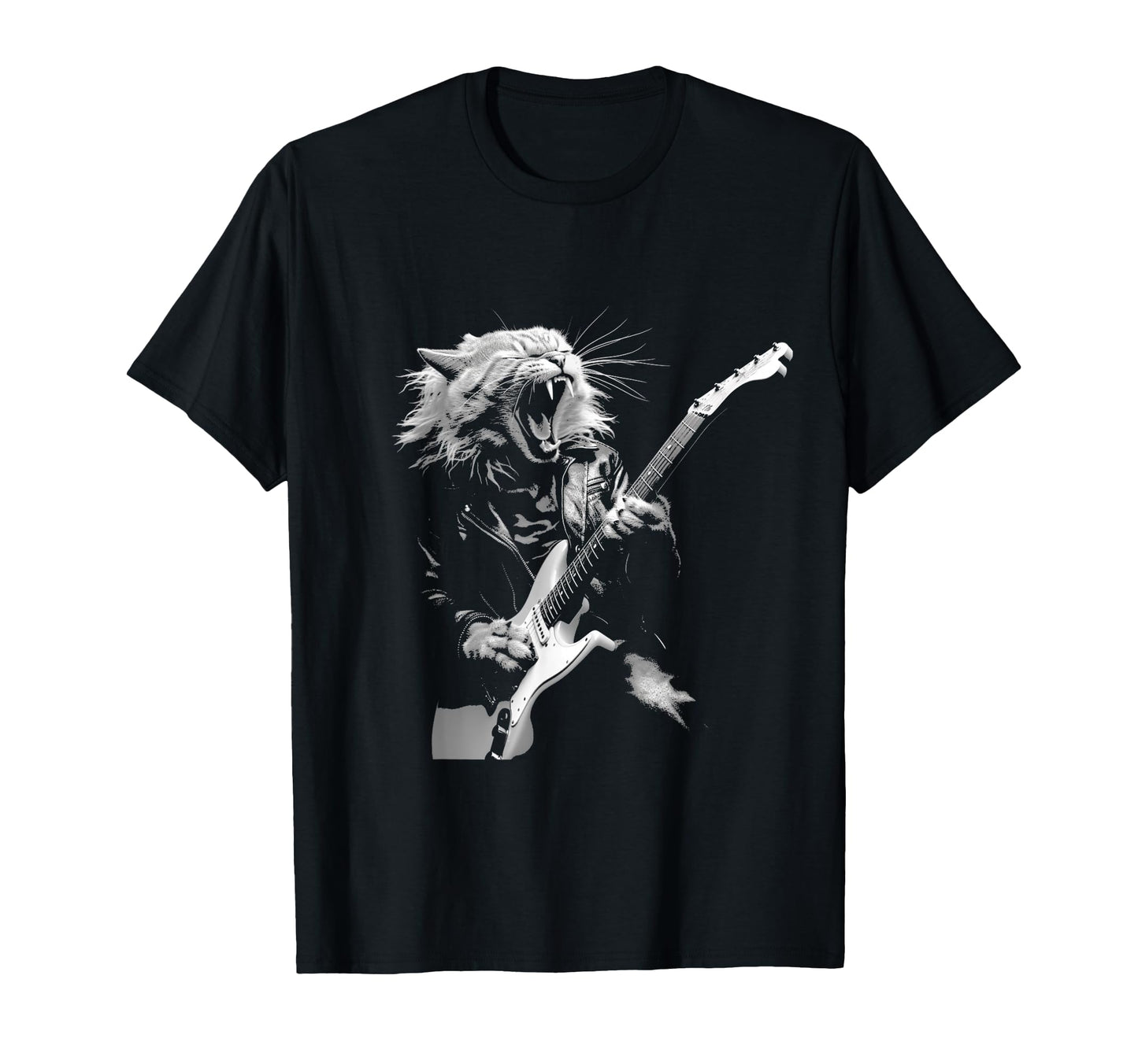 Rock Cat Playing Guitar Funny T-Shirt - Fun Novelty Design Men Women - T-Shirt, Sweatshirt, Hoodie